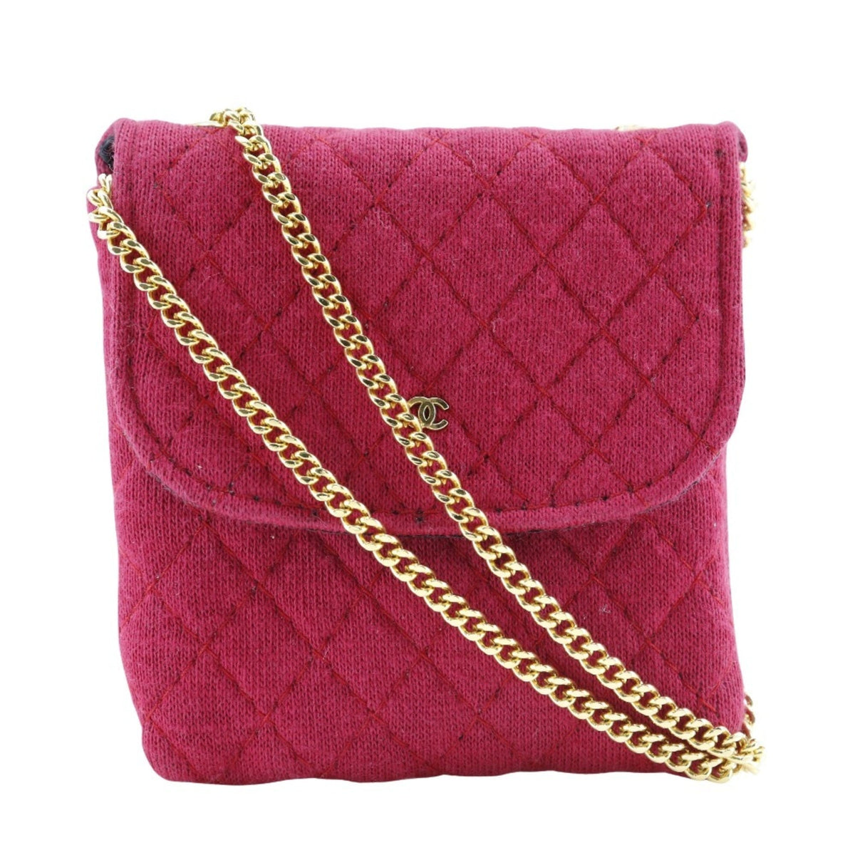 Chanel Red Color Cotton Pouch (Pre-Owned)