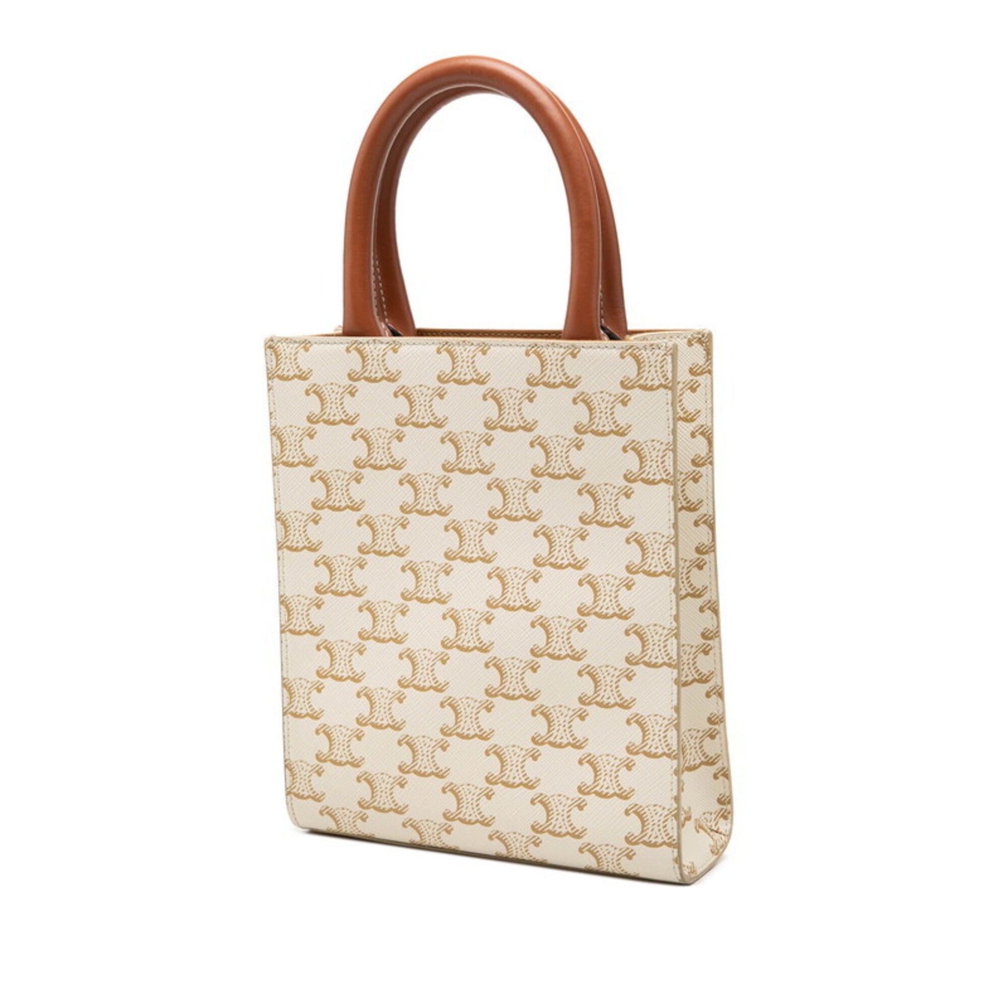 Celine Brown White Pvc Leather Handbag Shoulder Bag (Pre-Owned)