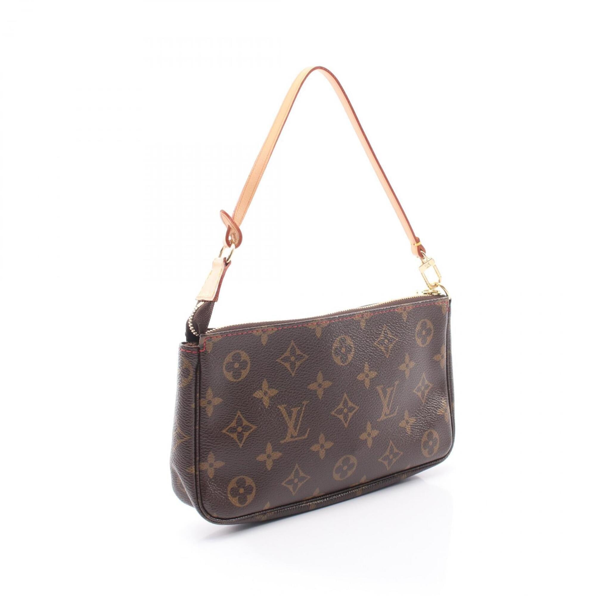 Louis Vuitton Brown Red Color Coated Canvas Leather Handbag Pochette (Pre-Owned)