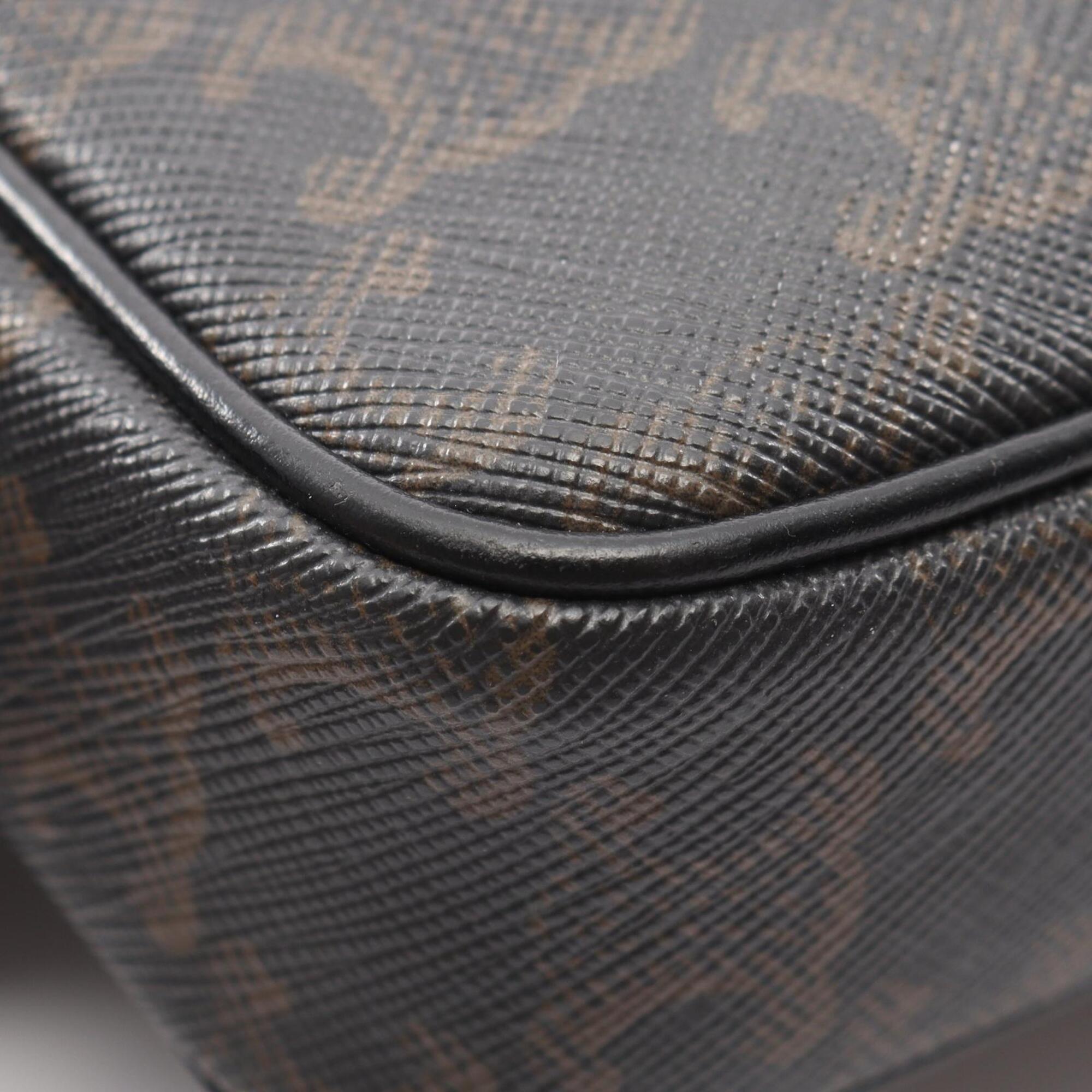 Celine Black Brown White Coated Canvas Leather Handbag Messenger Bag Shoulder Bag (Pre-Owned)