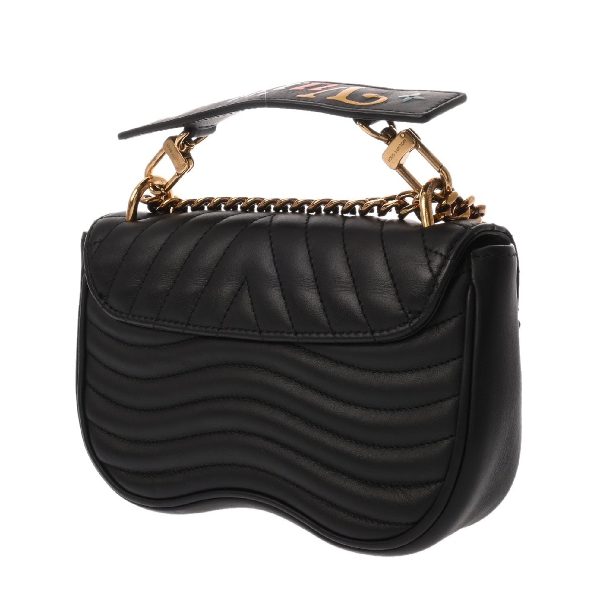 Louis Vuitton Noir Leather Shoulder Bag (Pre-Owned)