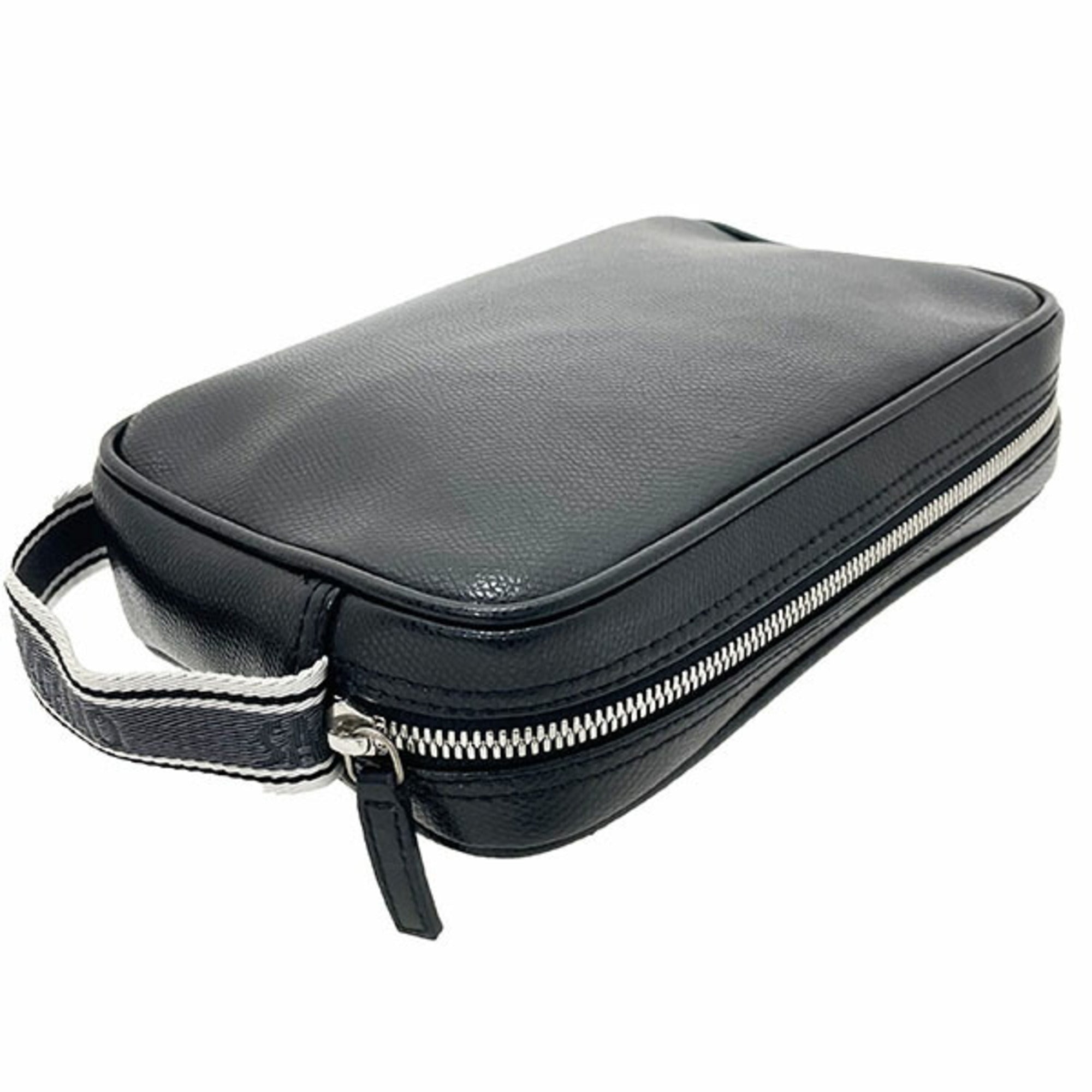 Salvatore Ferragamo Black Leather Fabric Clutch Bag (Pre-Owned)