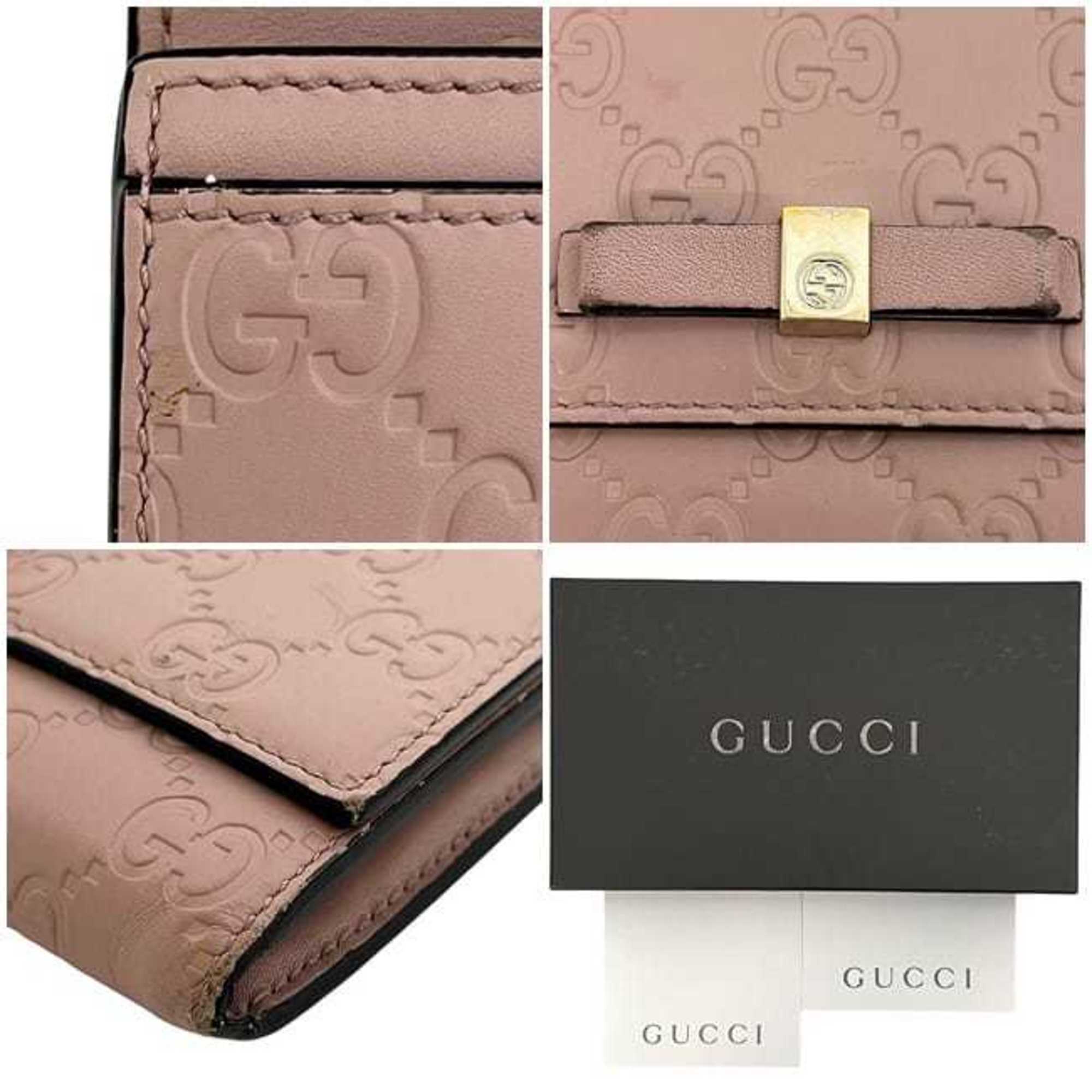 Gucci Beige Pink Leather Long Wallet (Bi-Fold) (Pre-Owned)