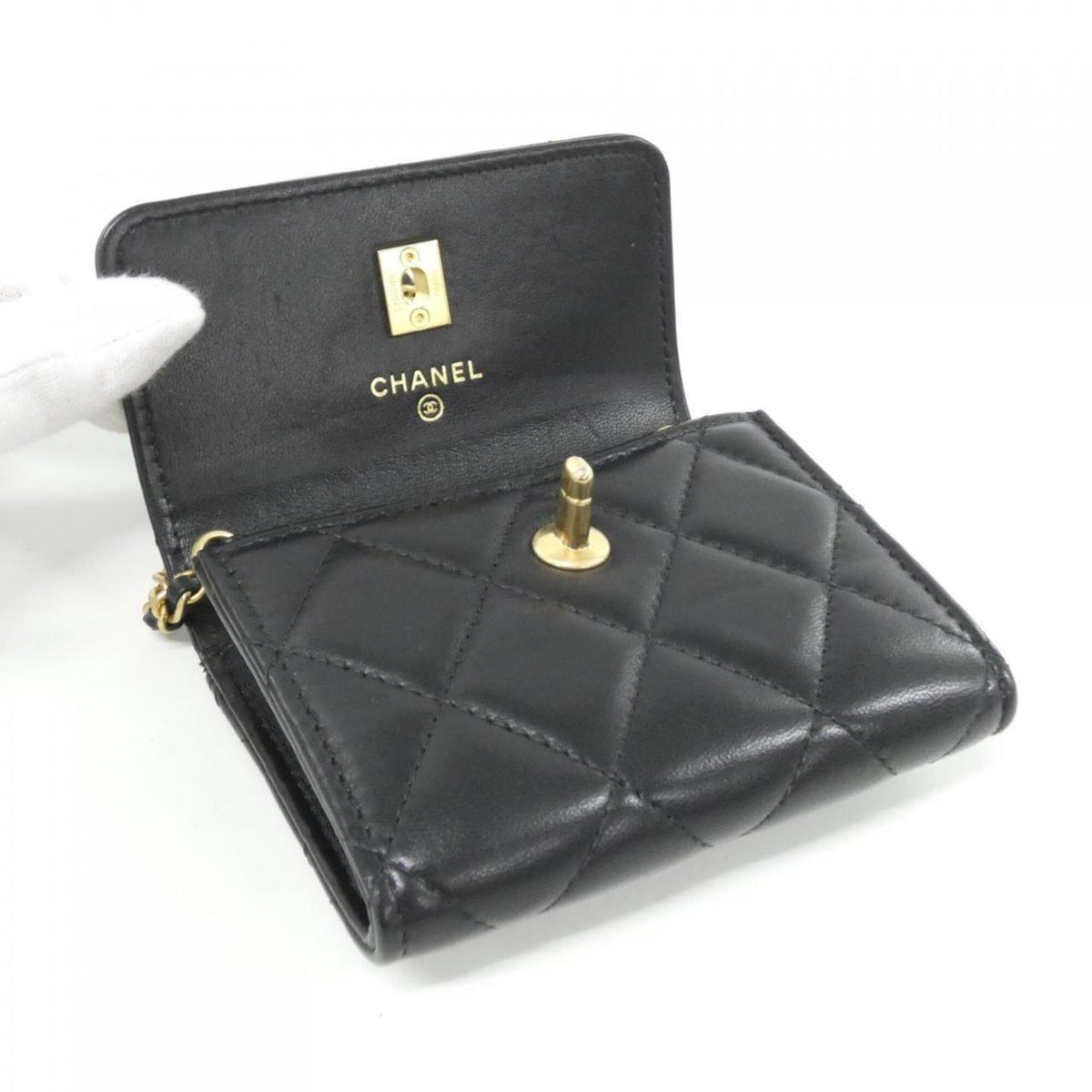 Chanel Black Leather Handbag Shoulder Bag (Pre-Owned)