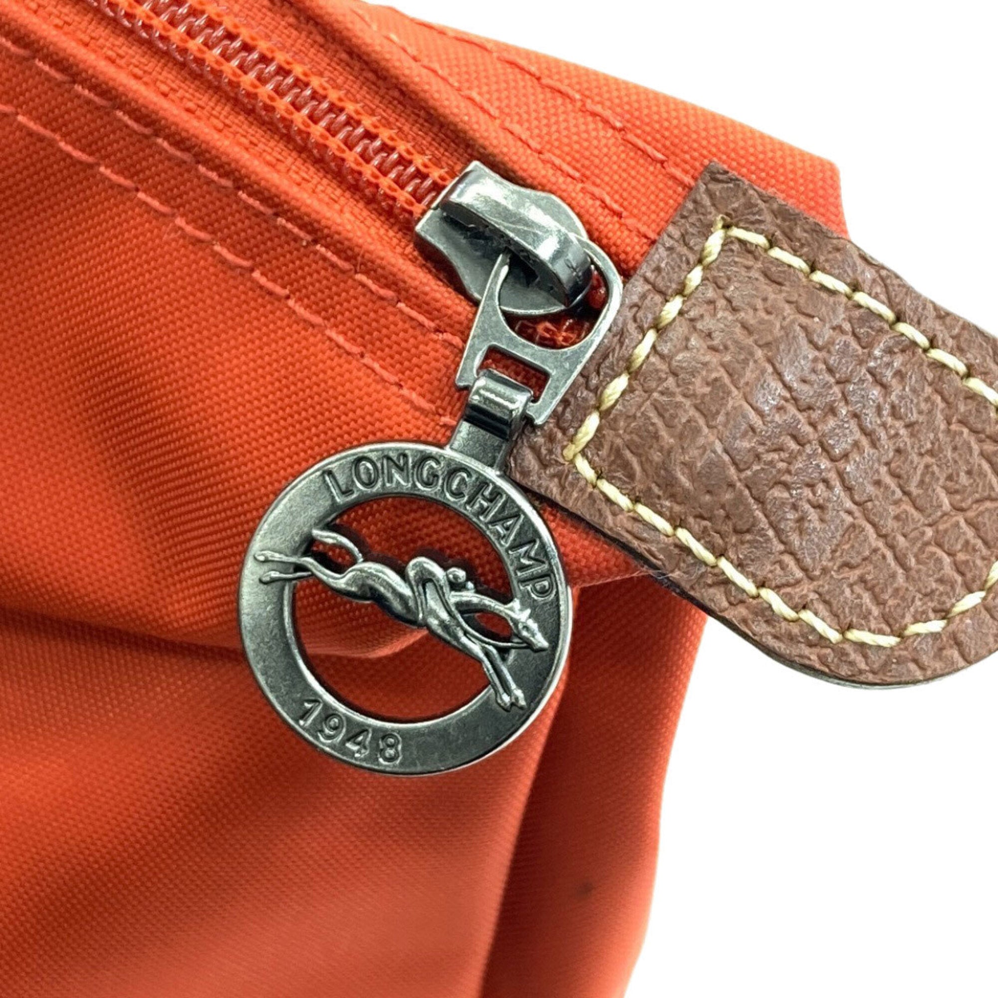 Longchamp Brown Orange Nylon Handbag (Pre-Owned)