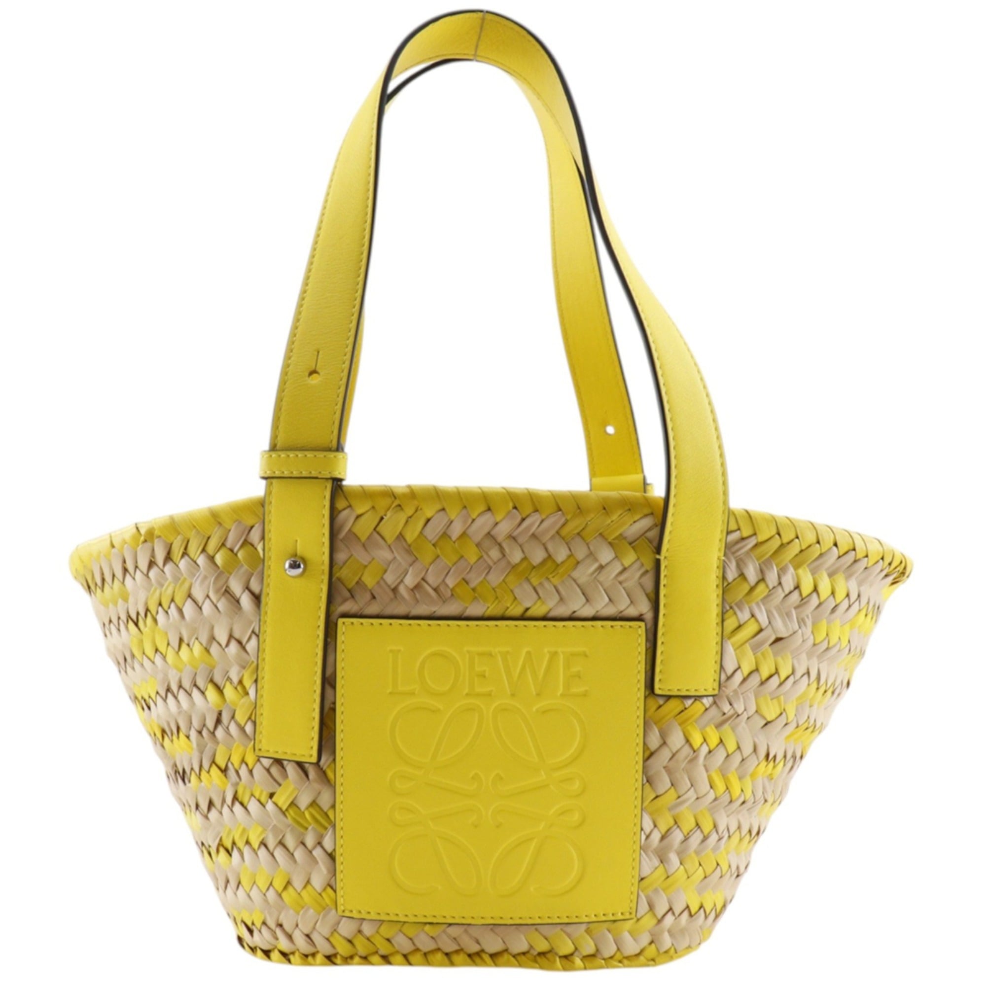 Loewe Yellow Raffia Leather Basket Tote Bag (Pre-Owned)