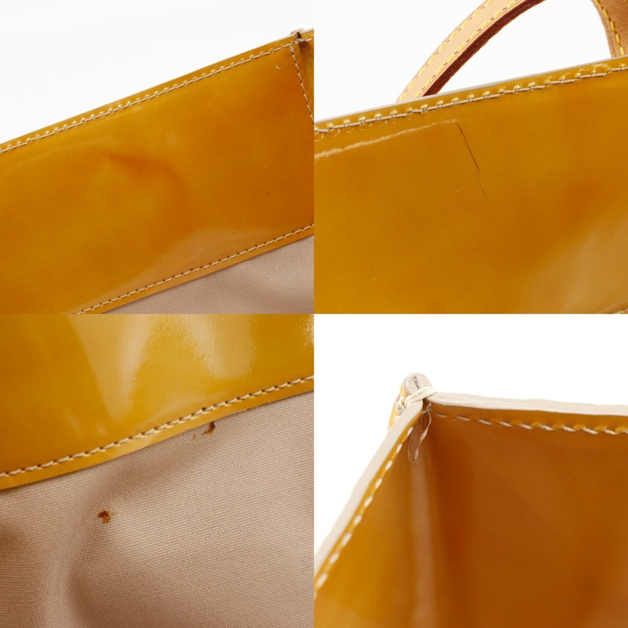 Louis Vuitton Beige Yellow Monogram Vernis Boston Bag Tote Bag (Pre-Owned)