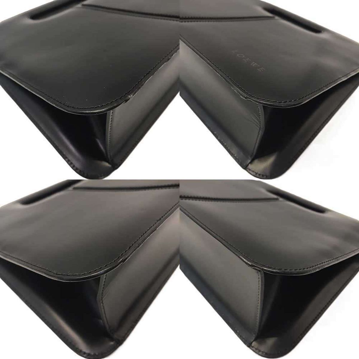 Loewe Black Leather Clutch Bag Handbag (Pre-Owned)