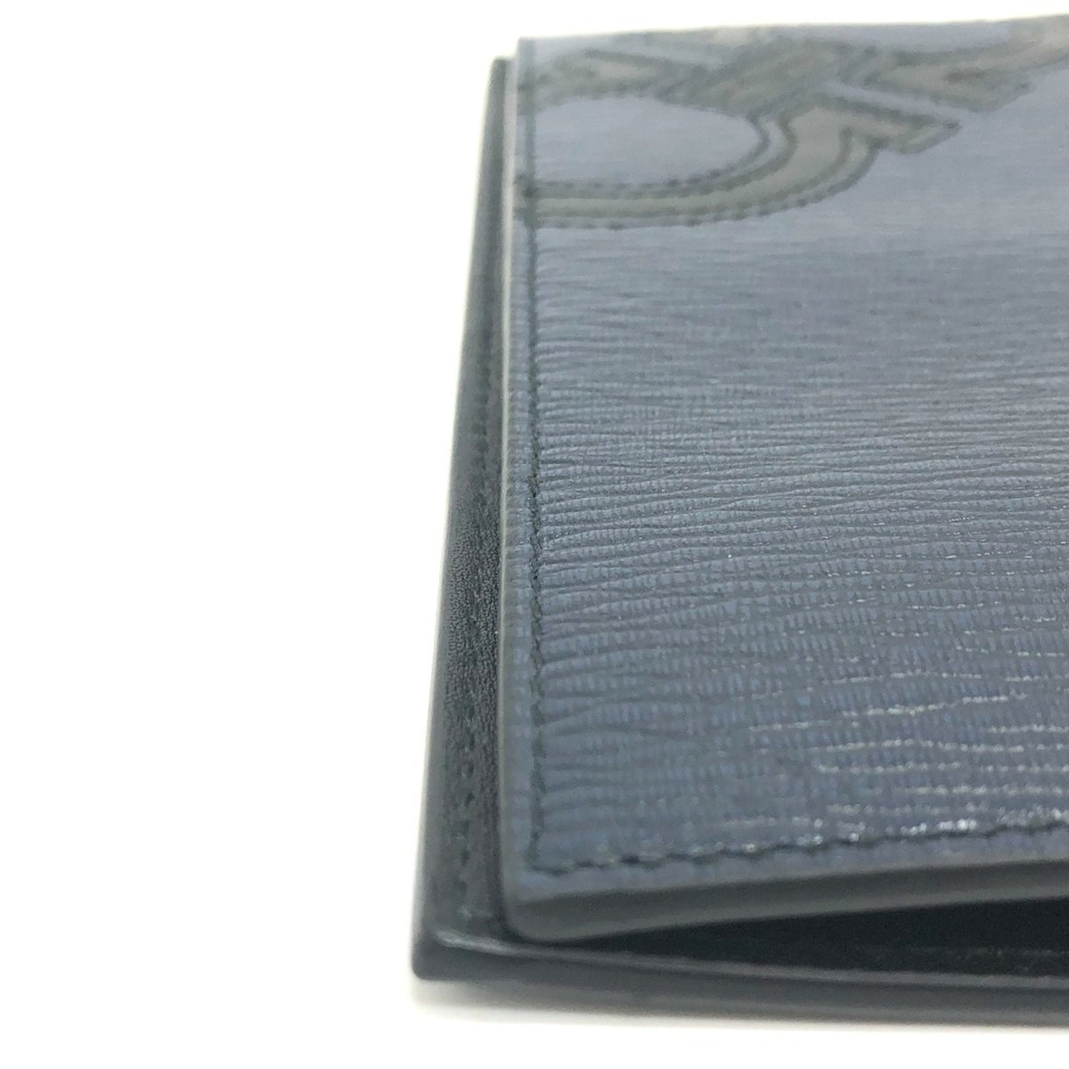 Salvatore Ferragamo Gancini Navy Leather Long Wallet (Bi-Fold) (Pre-Owned)