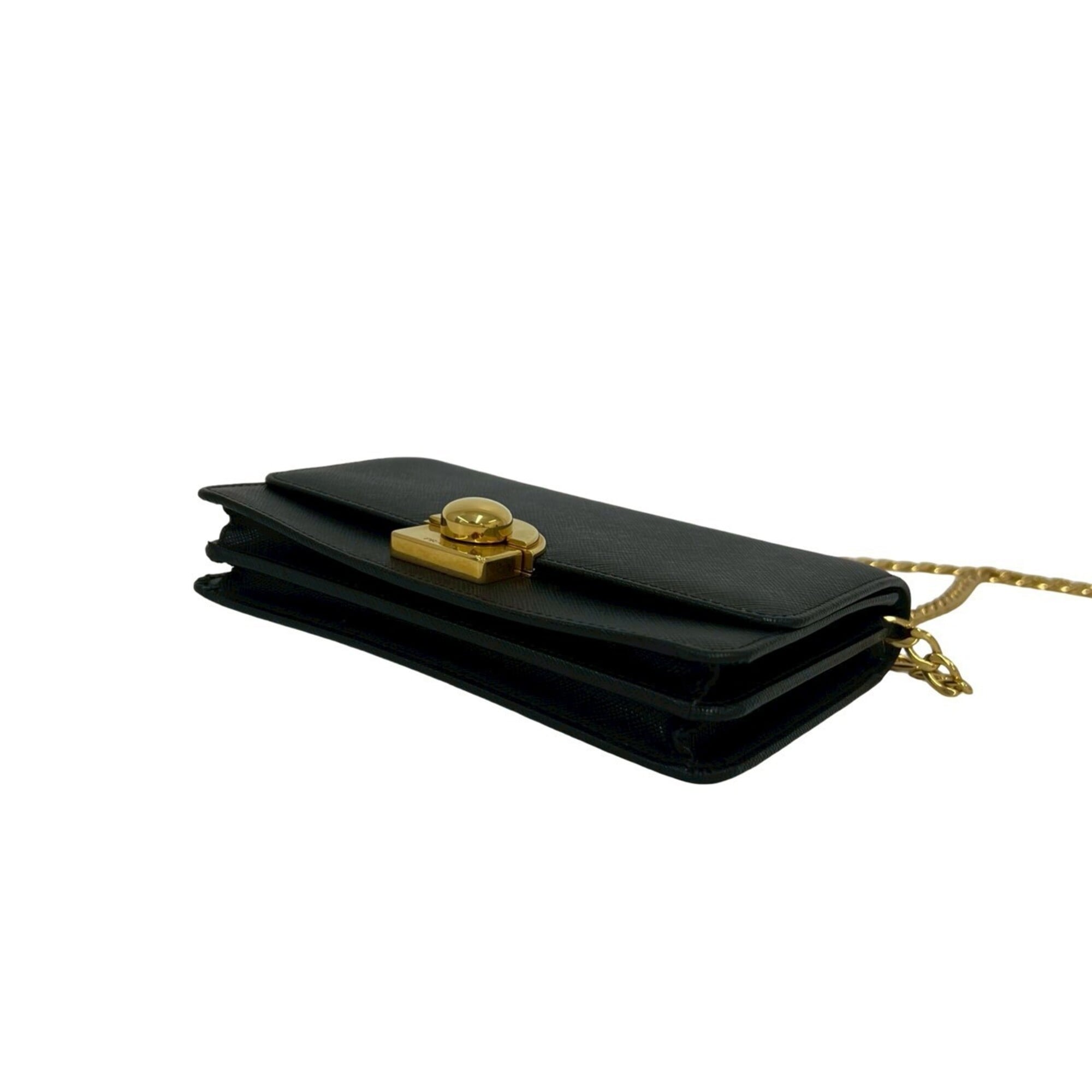 Prada Black Leather Pochette Shoulder Bag (Pre-Owned)