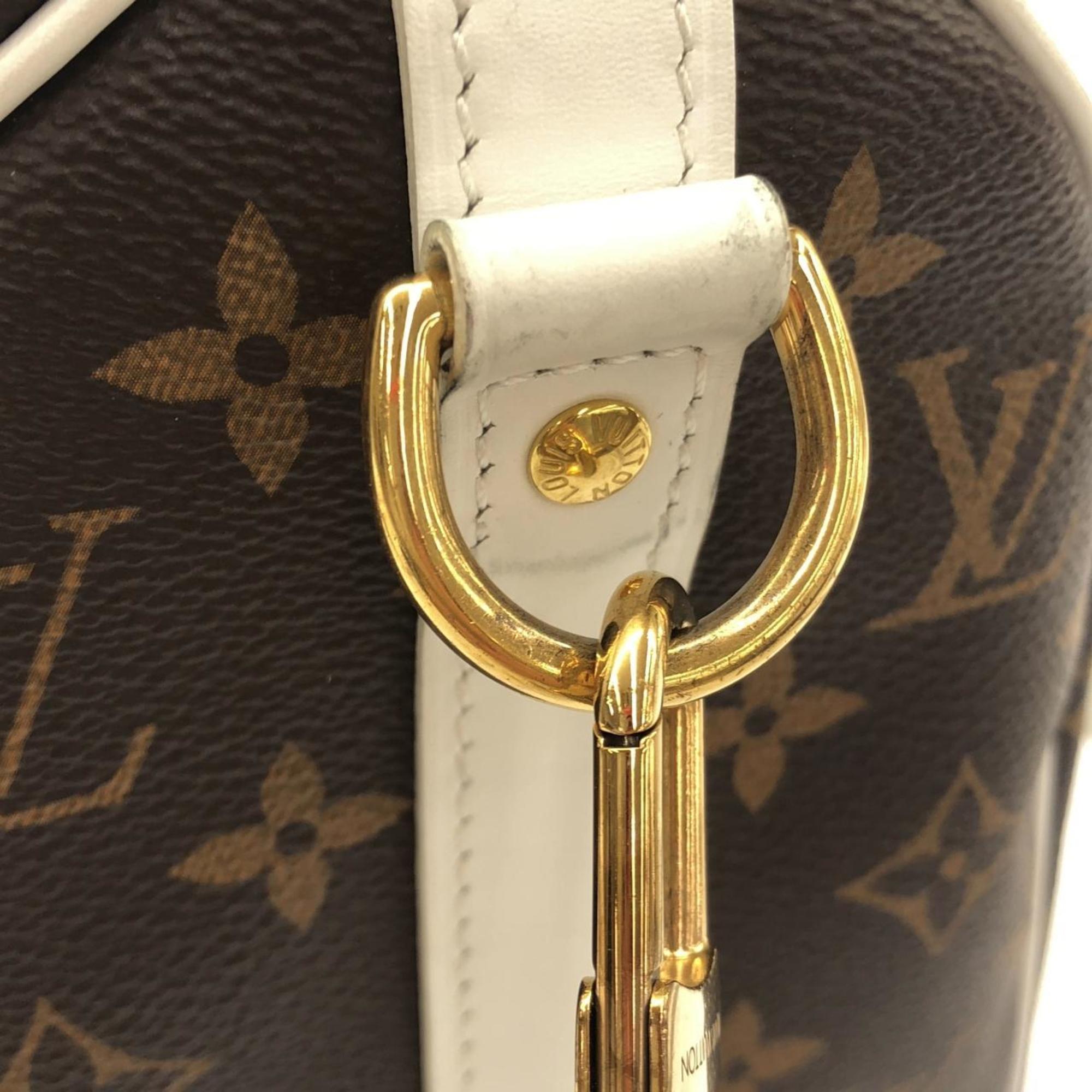 Louis Vuitton Brown Marron White Coated Canvas Boston Bag (Pre-Owned)