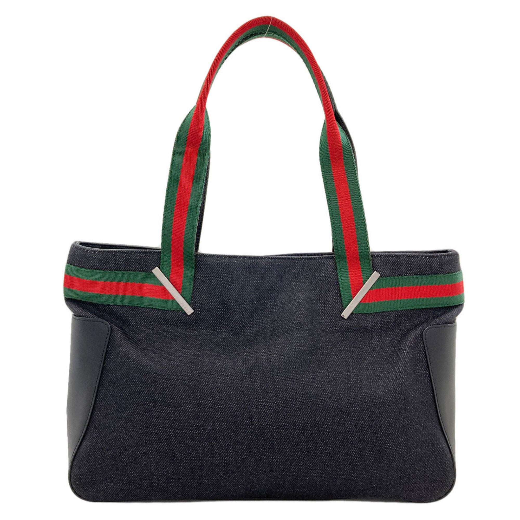 Gucci Sherry Line Black Canvas Handbag (Pre-Owned)