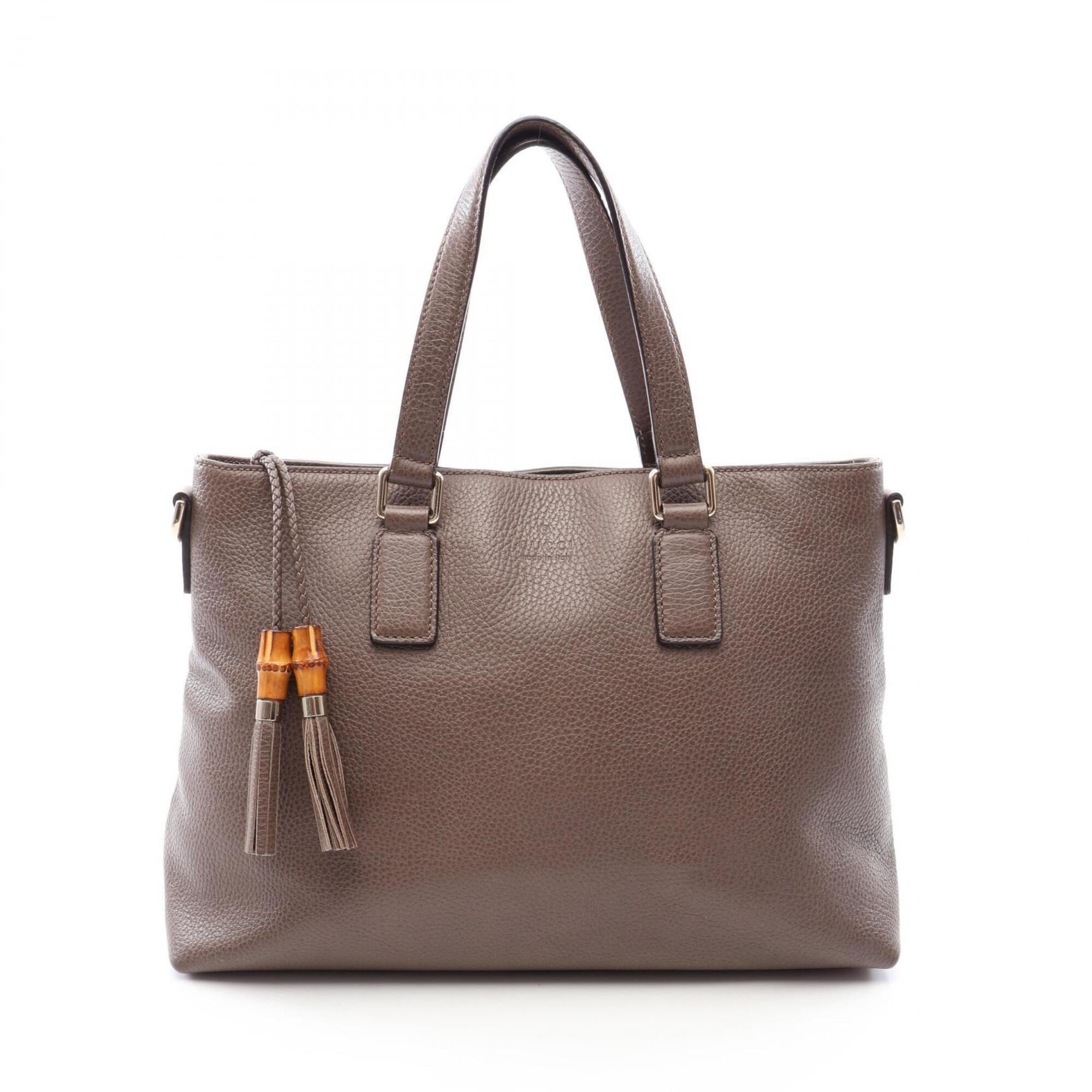 Gucci Gray Leather Handbag Tote Bag (Pre-Owned)