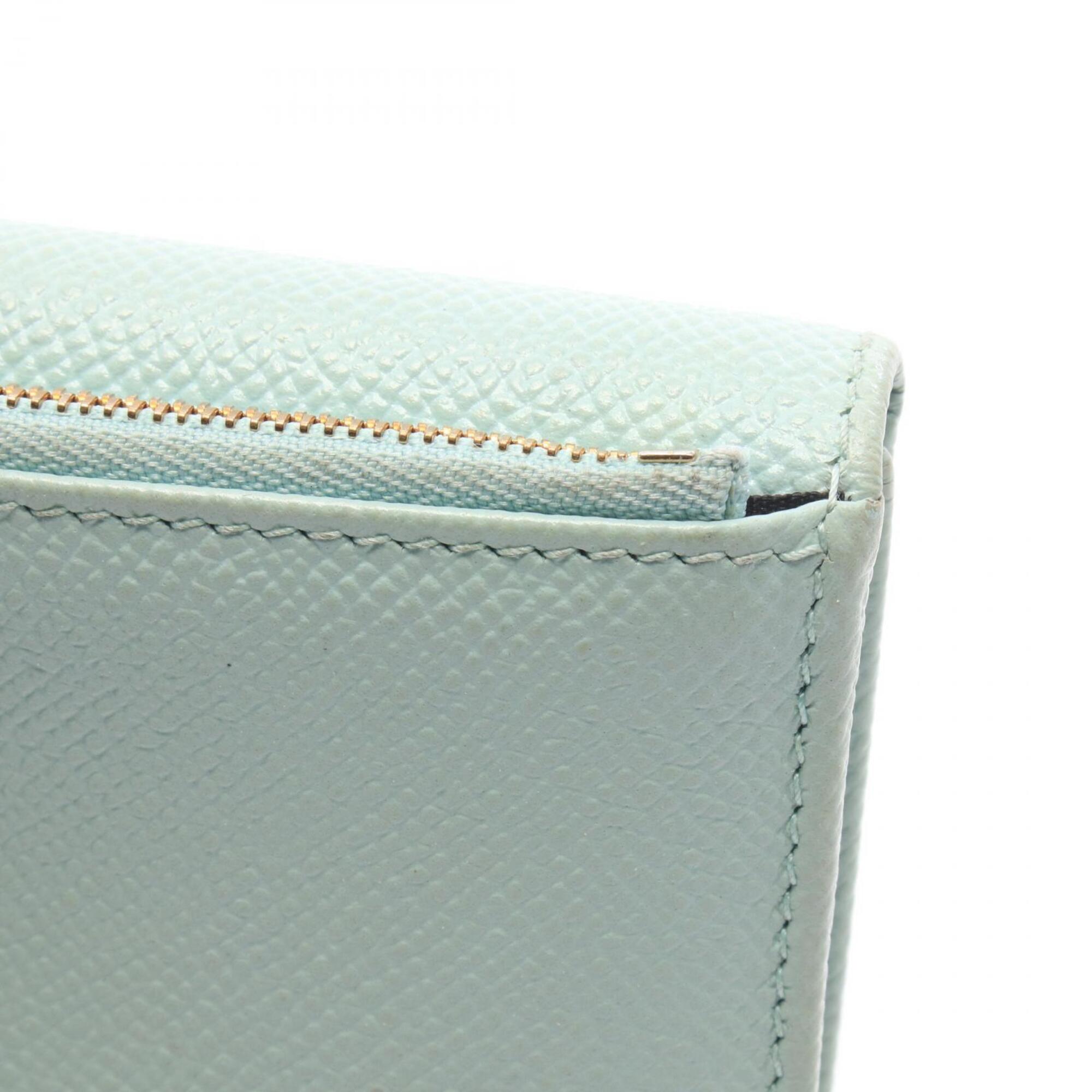 Bvlgari Green Leather Wallet (Tri-Fold) (Pre-Owned)