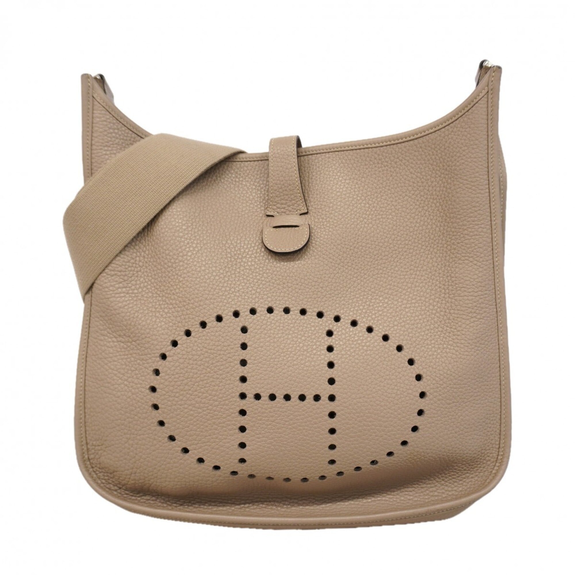 Hermes Gris Tourterelle Taurillon Clemence Leather Shoulder Bag (Pre-Owned)