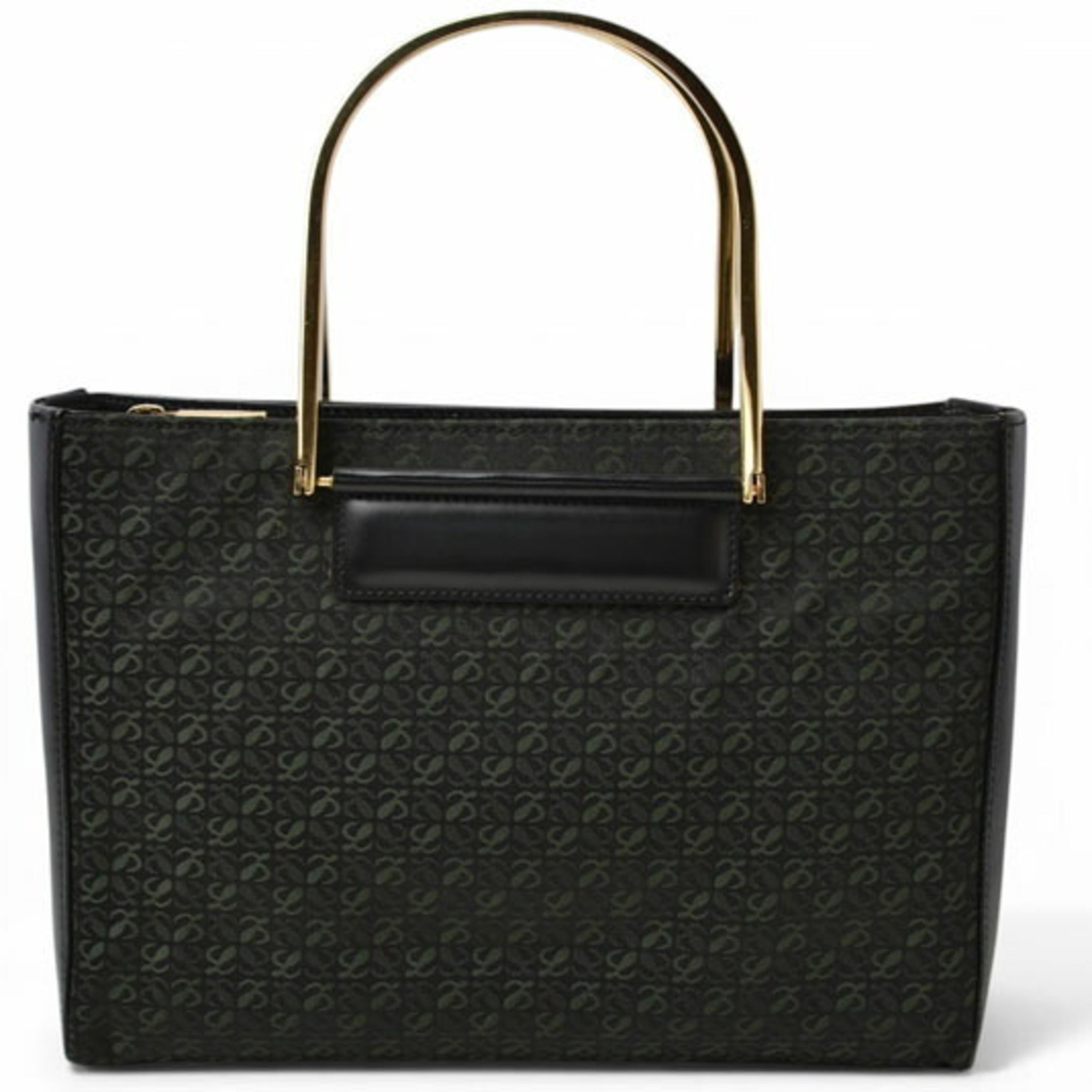 Loewe Black Green Leather Canvas Handbag (Pre-Owned)