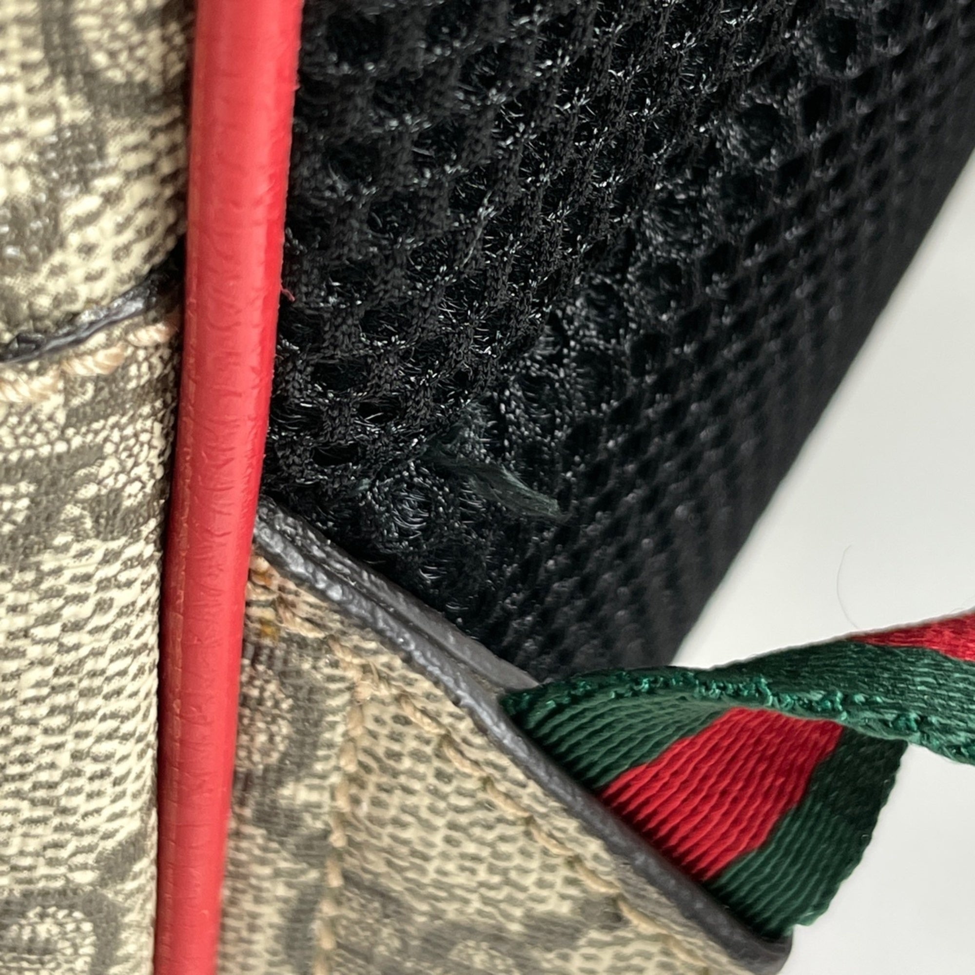 Gucci Sherry Line Brown Pink Red Color Coated Canvas Leather Backpack (Pre-Owned)
