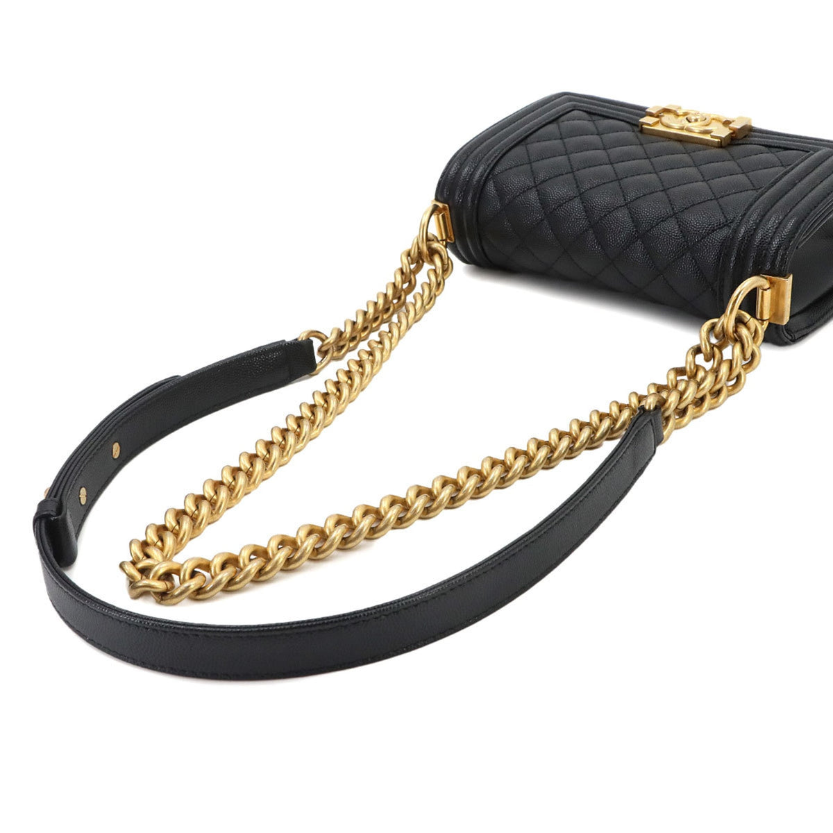 Chanel Black Grained Calfskin Handbag Shoulder Bag (Pre-Owned)