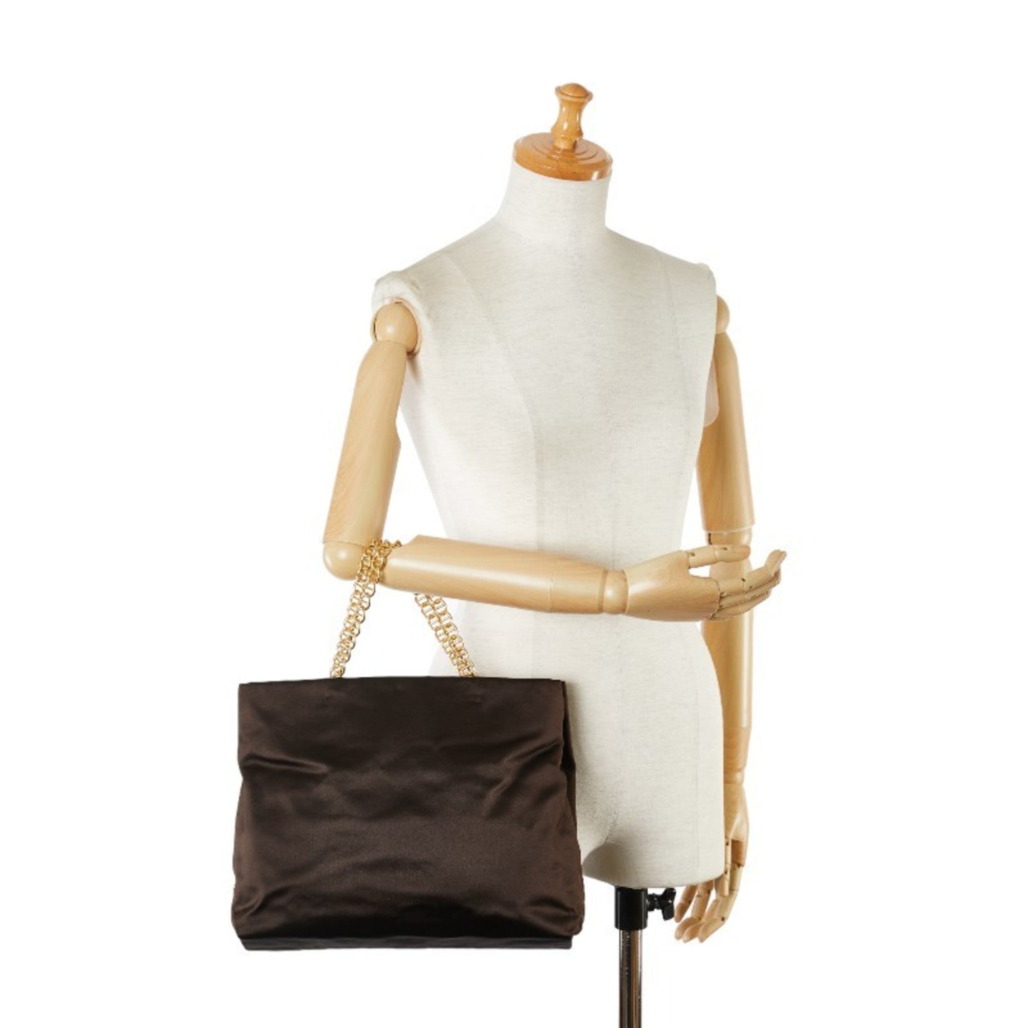 Prada Brown Satin Shoulder Bag Tote Bag (Pre-Owned)
