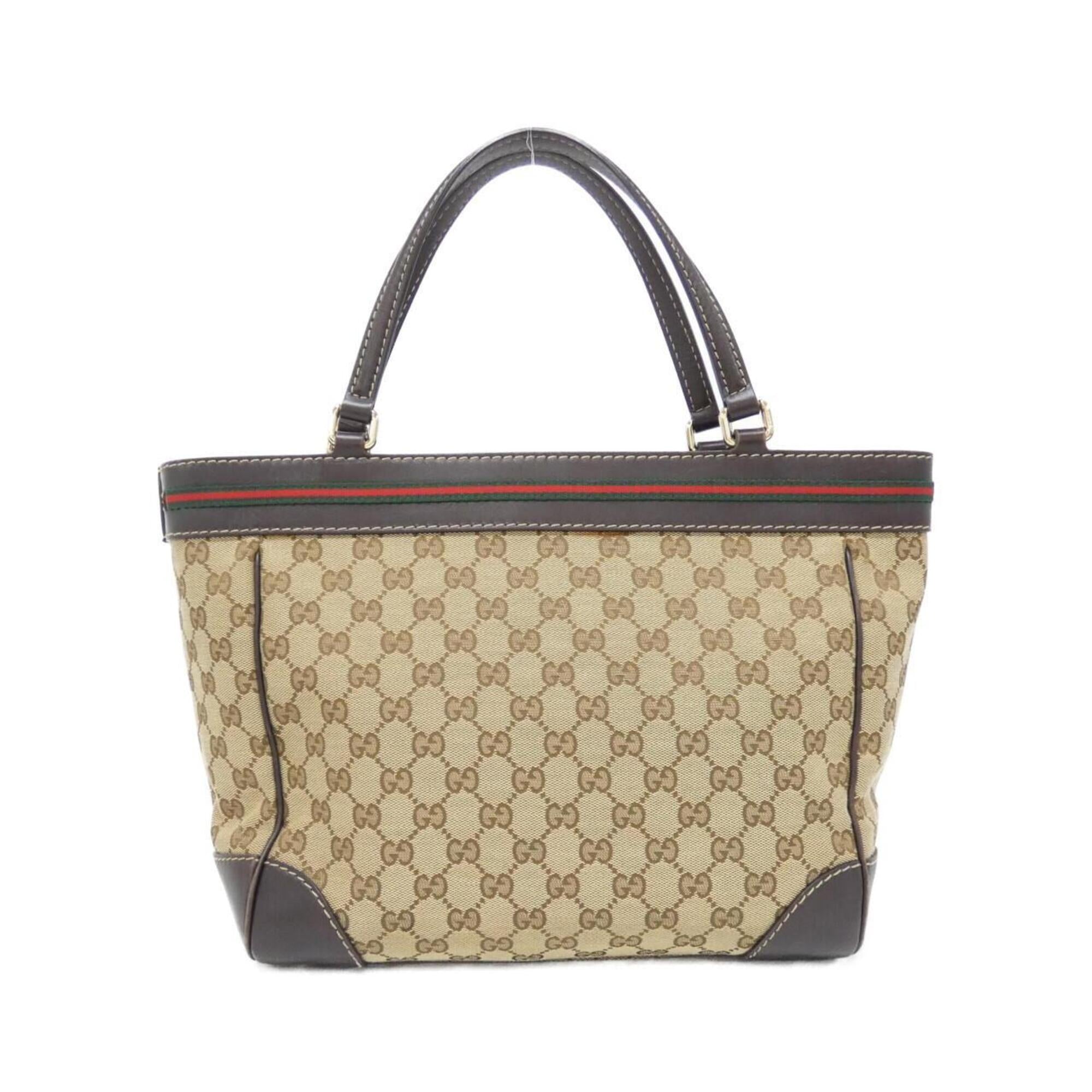 Gucci Beige Brown Gg Canvas Handbag (Pre-Owned)