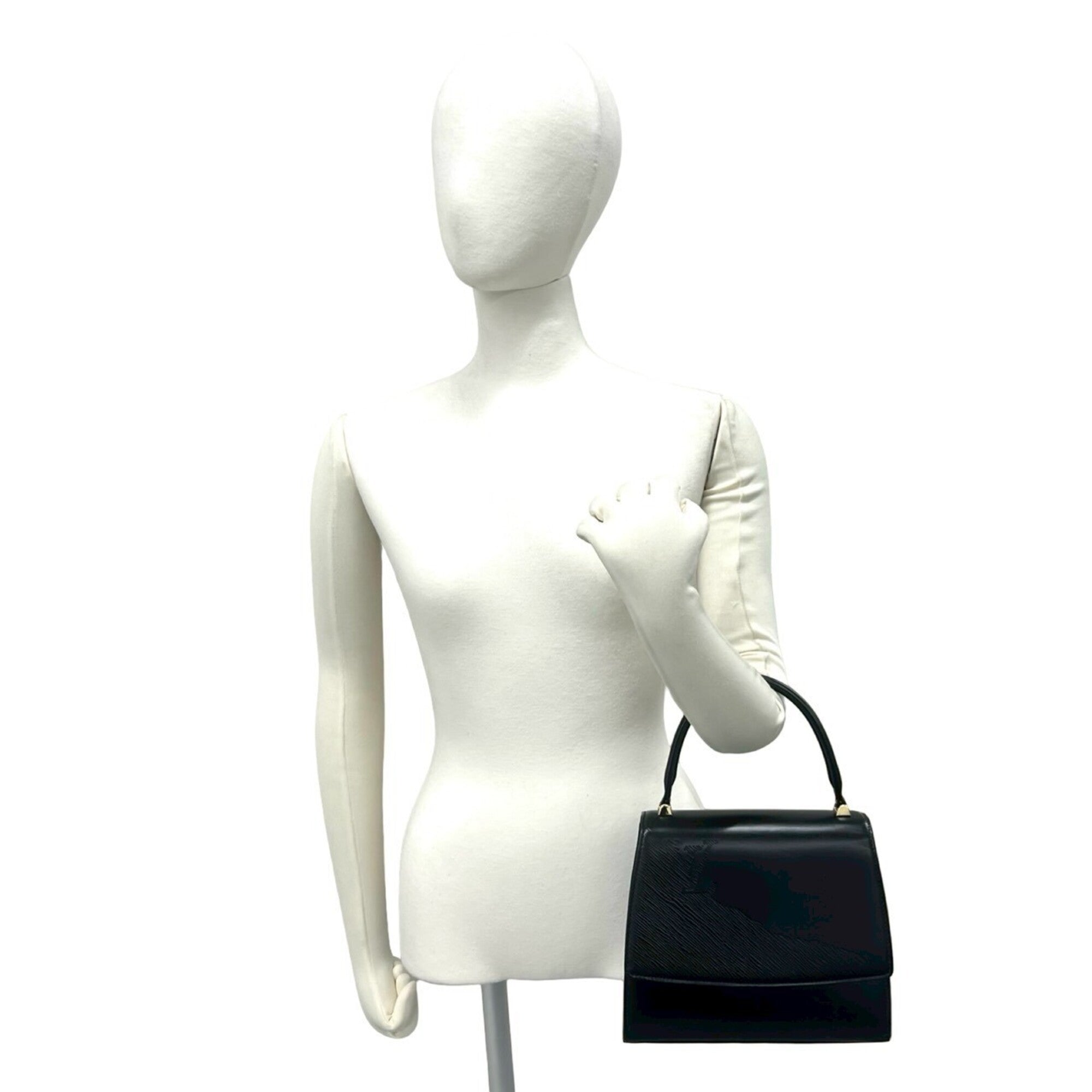 Louis Vuitton Black Leather Handbag Tote Bag (Pre-Owned)