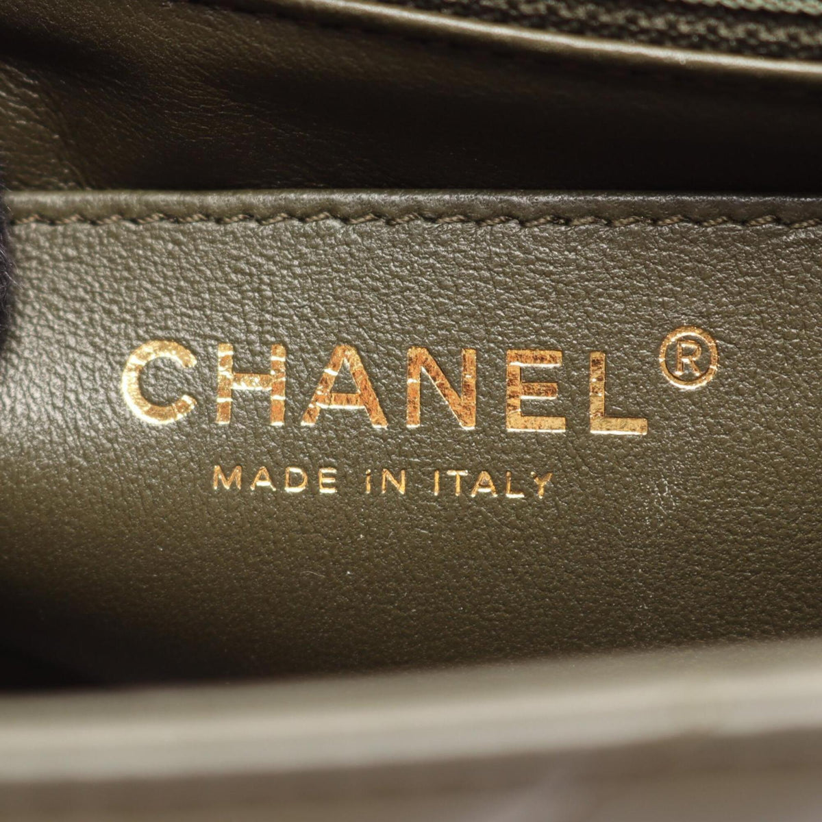 Chanel Khaki Leather Handbag Shoulder Bag (Pre-Owned)