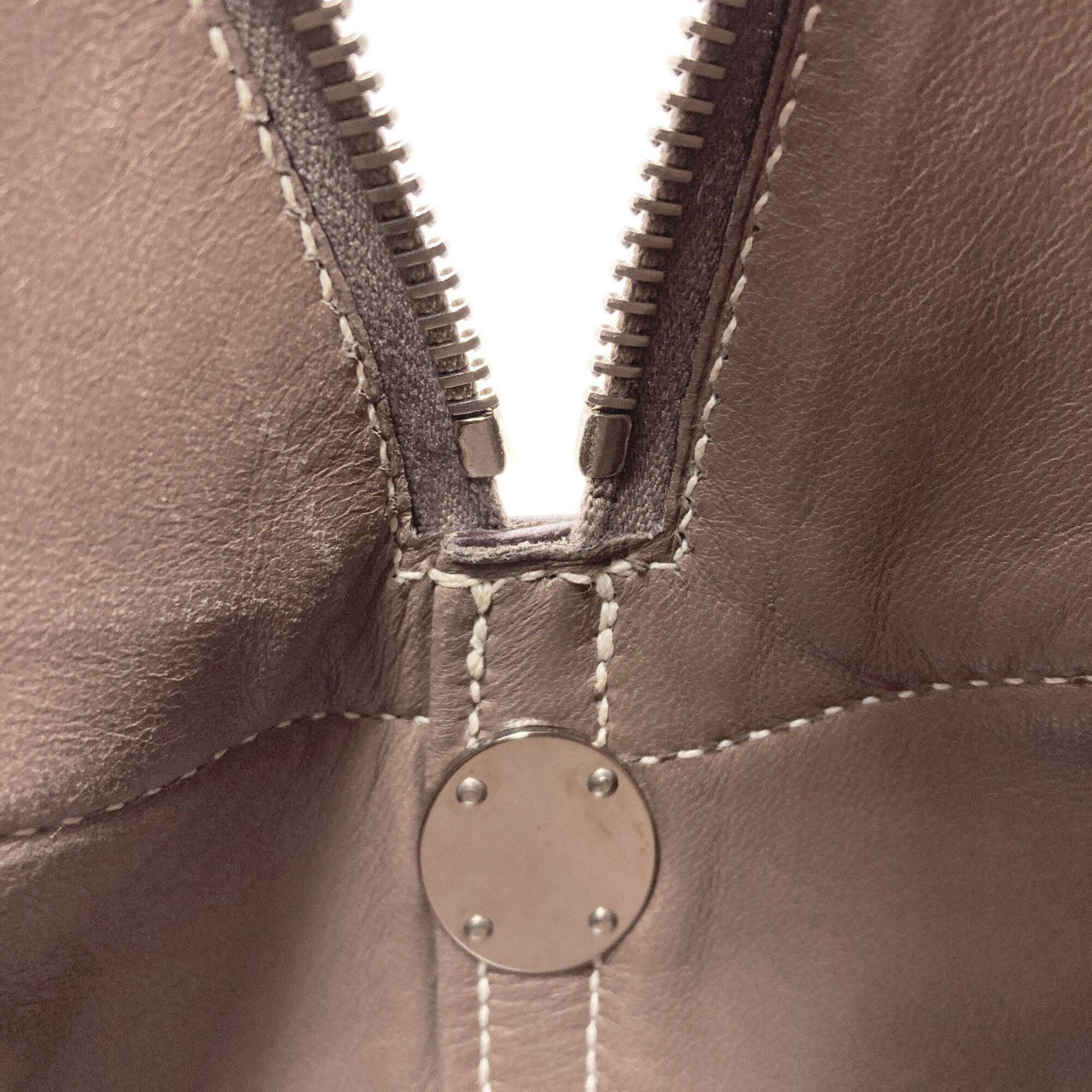 Hermes Etoupe Gray Taurillon Clemence Leather Handbag (Pre-Owned)