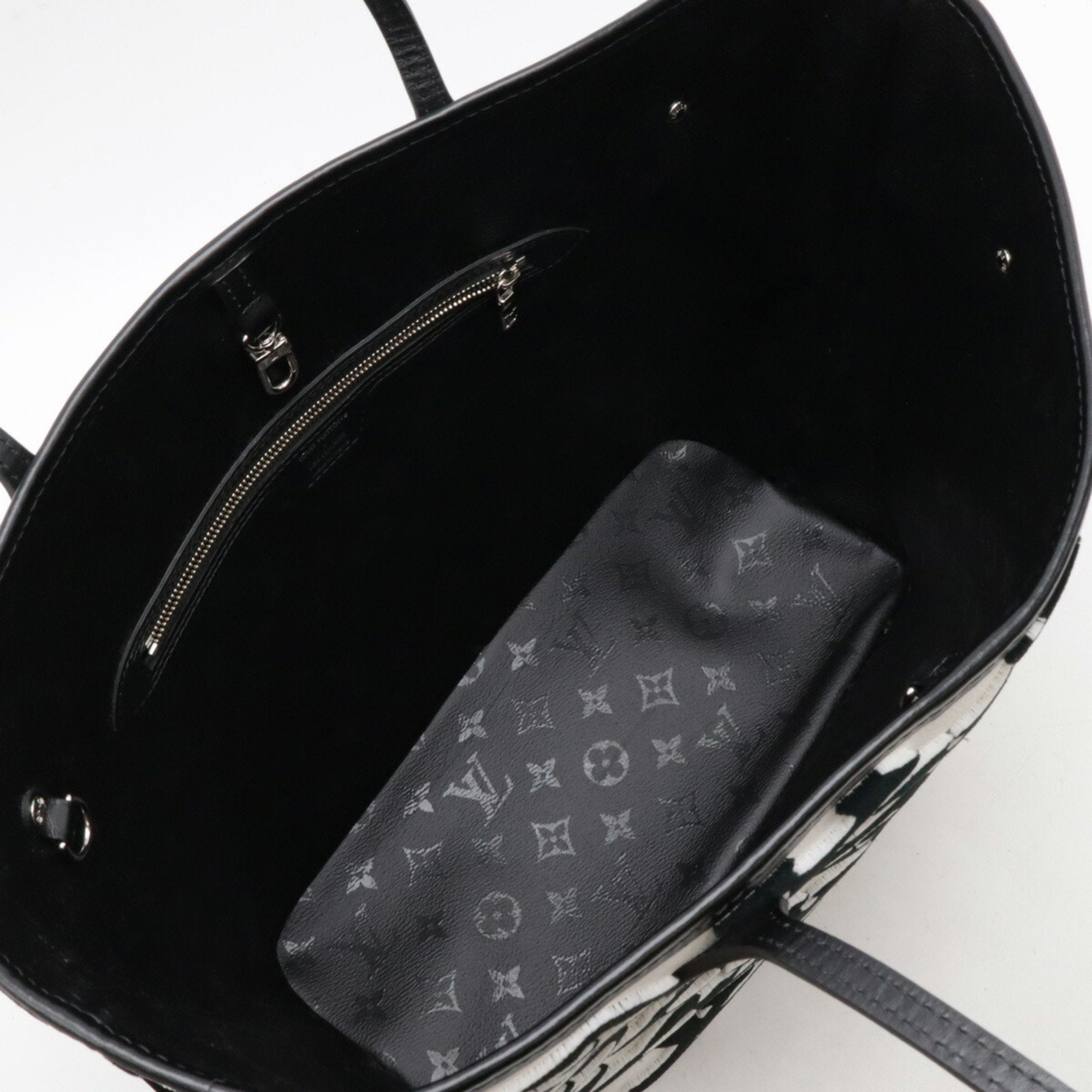 Louis Vuitton Black Monogram White Monogram Pouch Shoulder Bag Tote Bag (Pre-Owned)