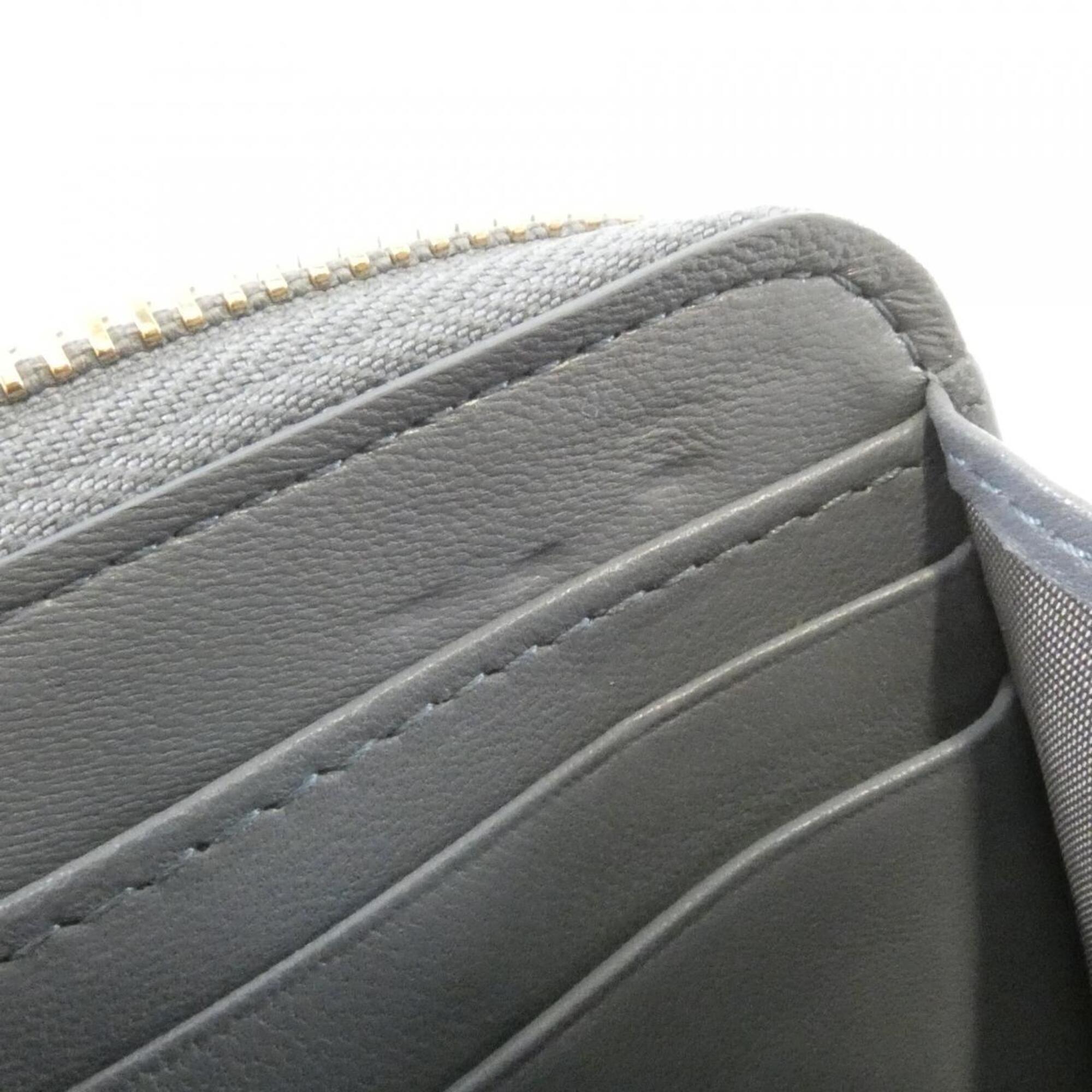 Christian Dior Dark Blue Leather Long Wallet (Bi-Fold) (Pre-Owned)