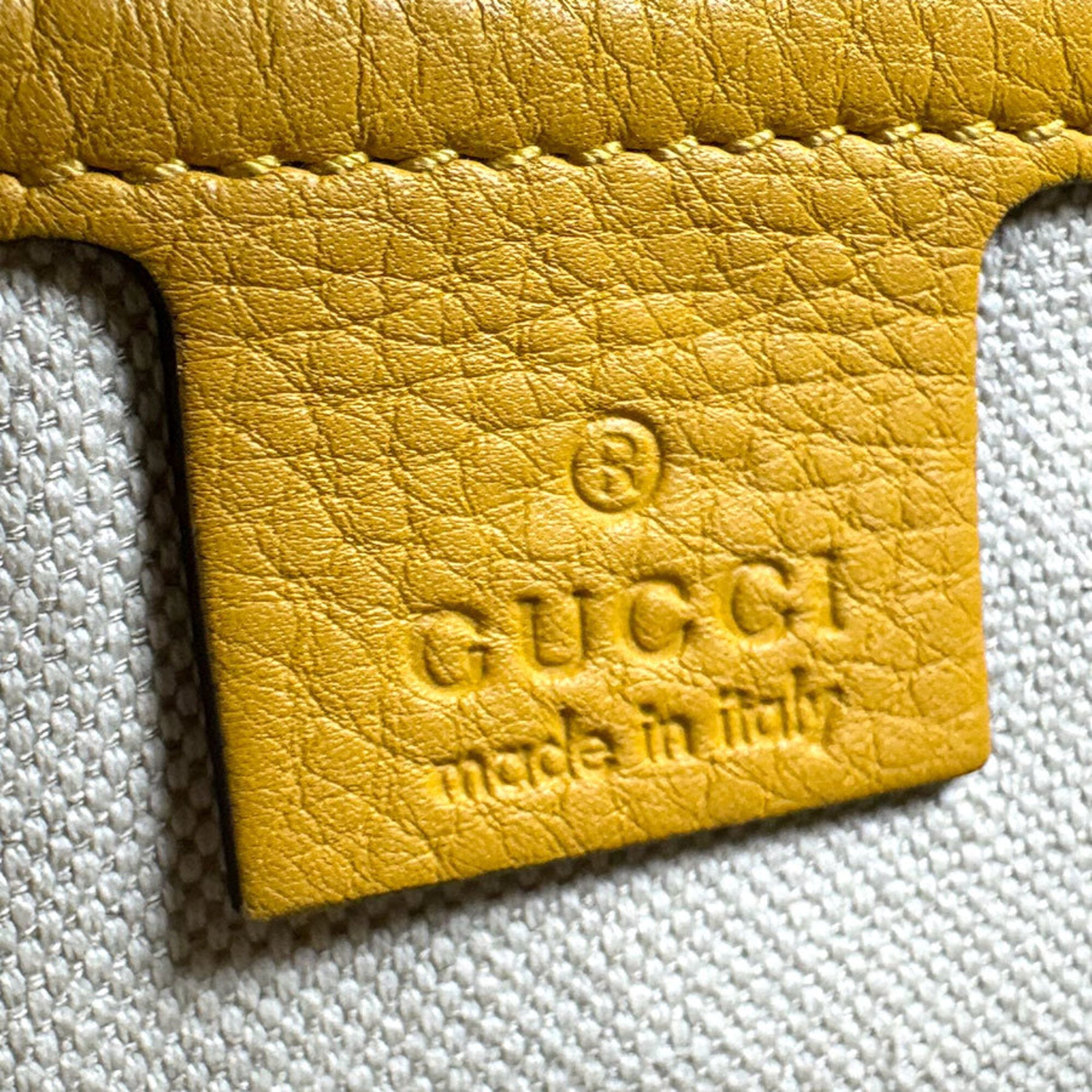 Gucci Brown Yellow Gg Canvas Leather Handbag Shoulder Bag (Pre-Owned)