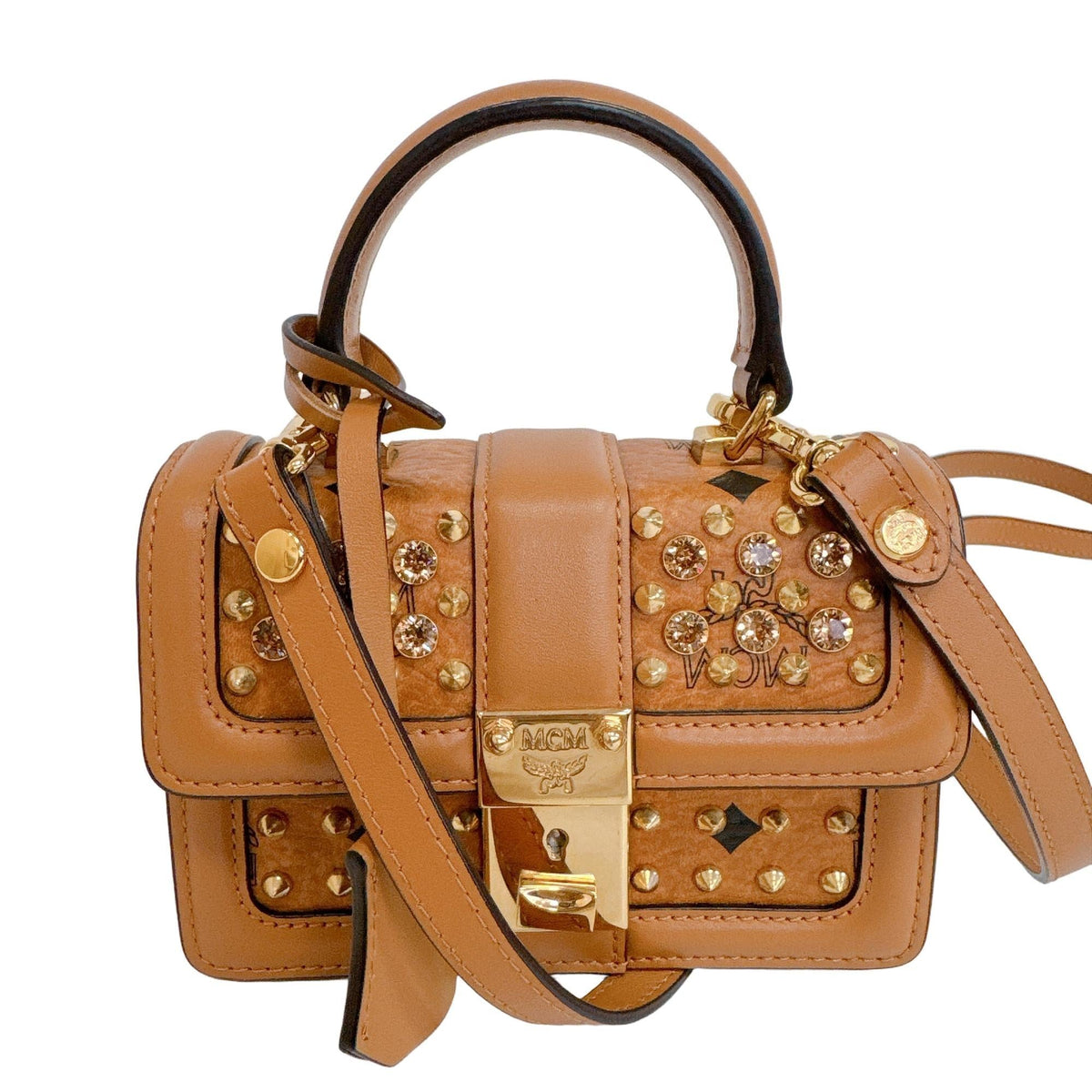 Mcm Brown Camel Leather Pvc Handbag Shoulder Bag (Pre-Owned)