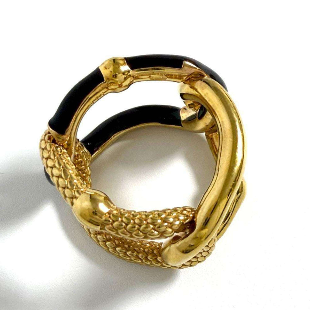 Bottega Veneta Gold Brown Silver 925 Band Ring (Pre-Owned)
