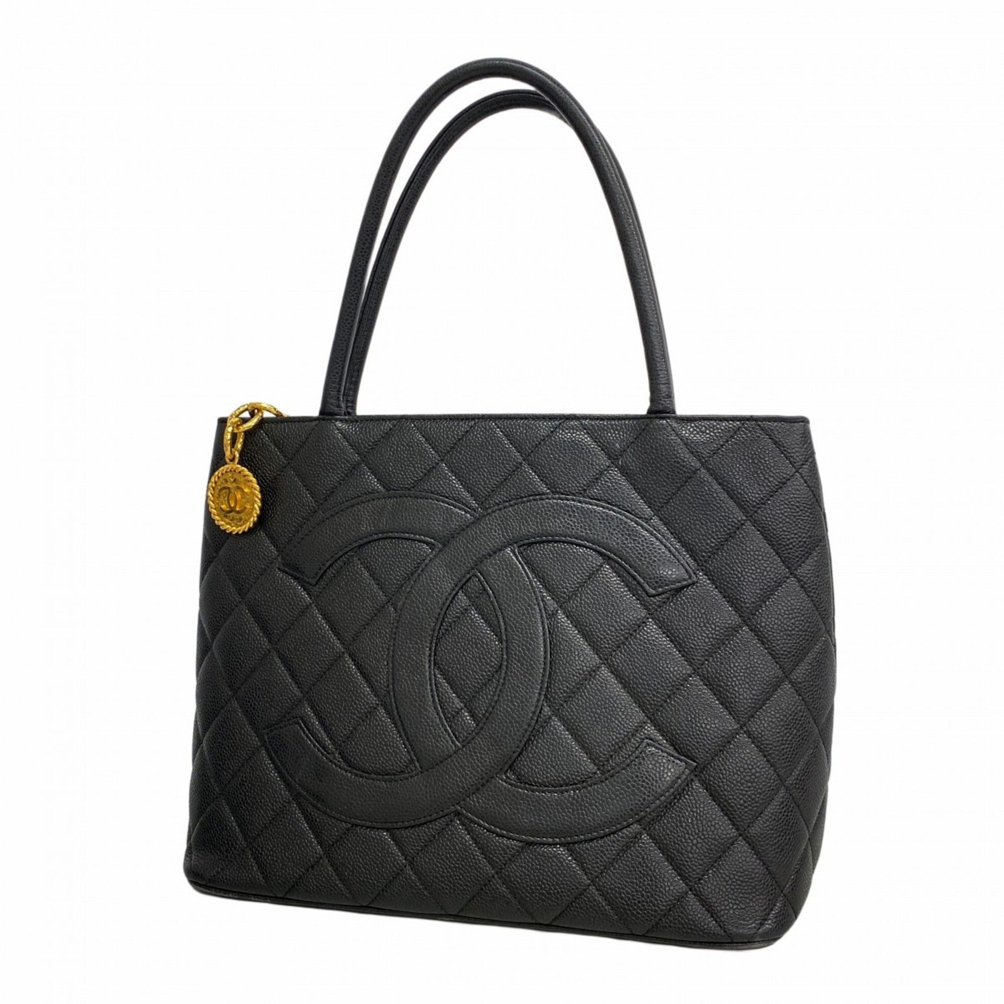 Chanel Black Grained Calfskin Tote Bag (Pre-Owned)