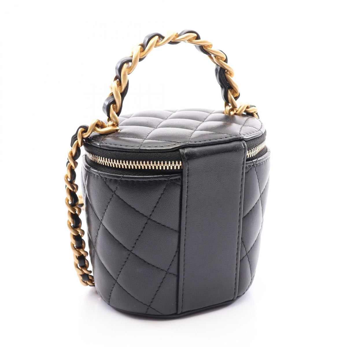 Chanel Black Leather Handbag Shoulder Bag Vanity Bag (Pre-Owned)