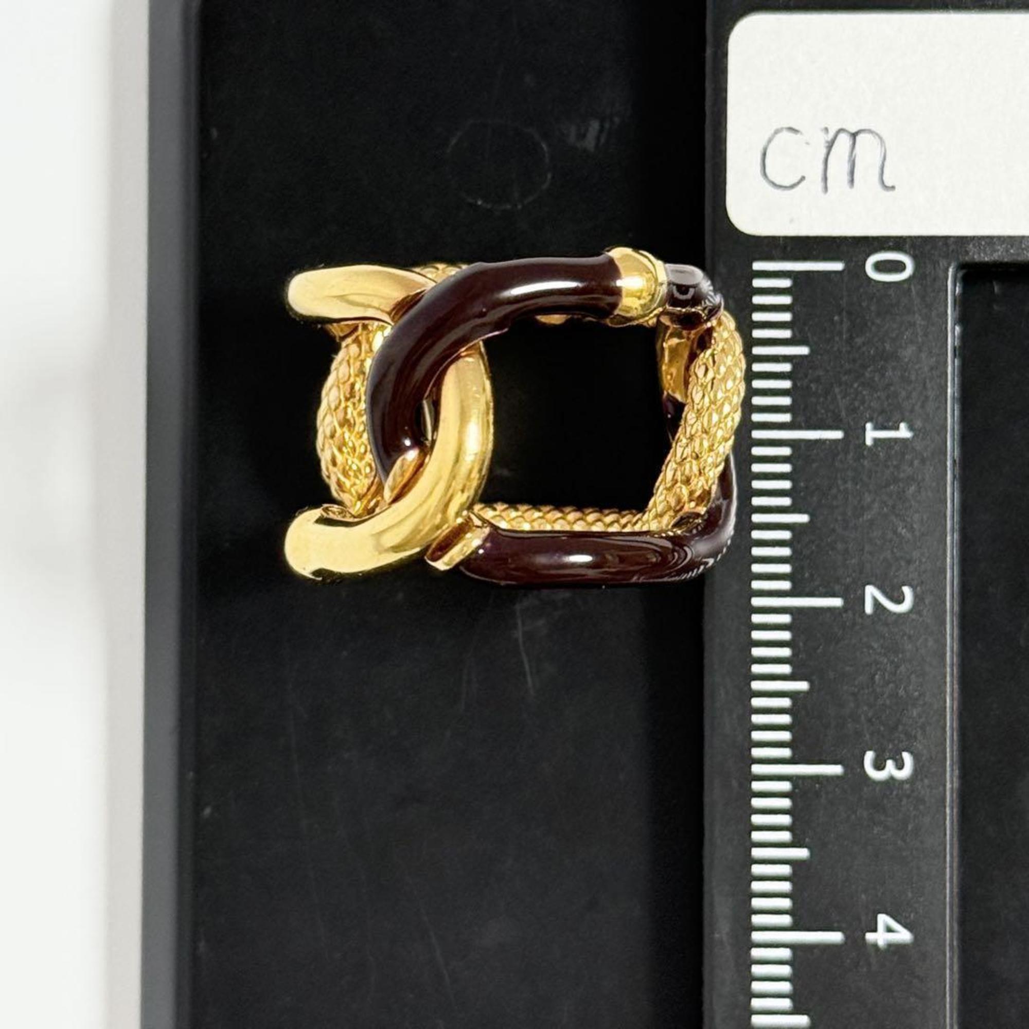Bottega Veneta Gold Brown Silver 925 Band Ring (Pre-Owned)
