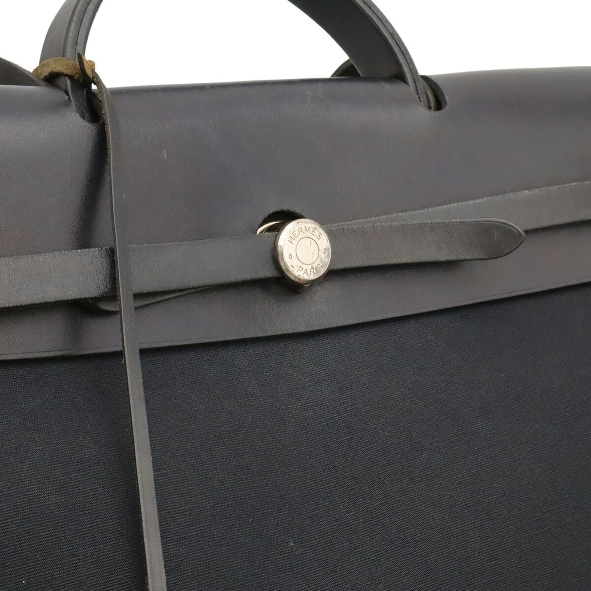 Hermes Black Toile Officier Handbag Shoulder Bag (Pre-Owned)