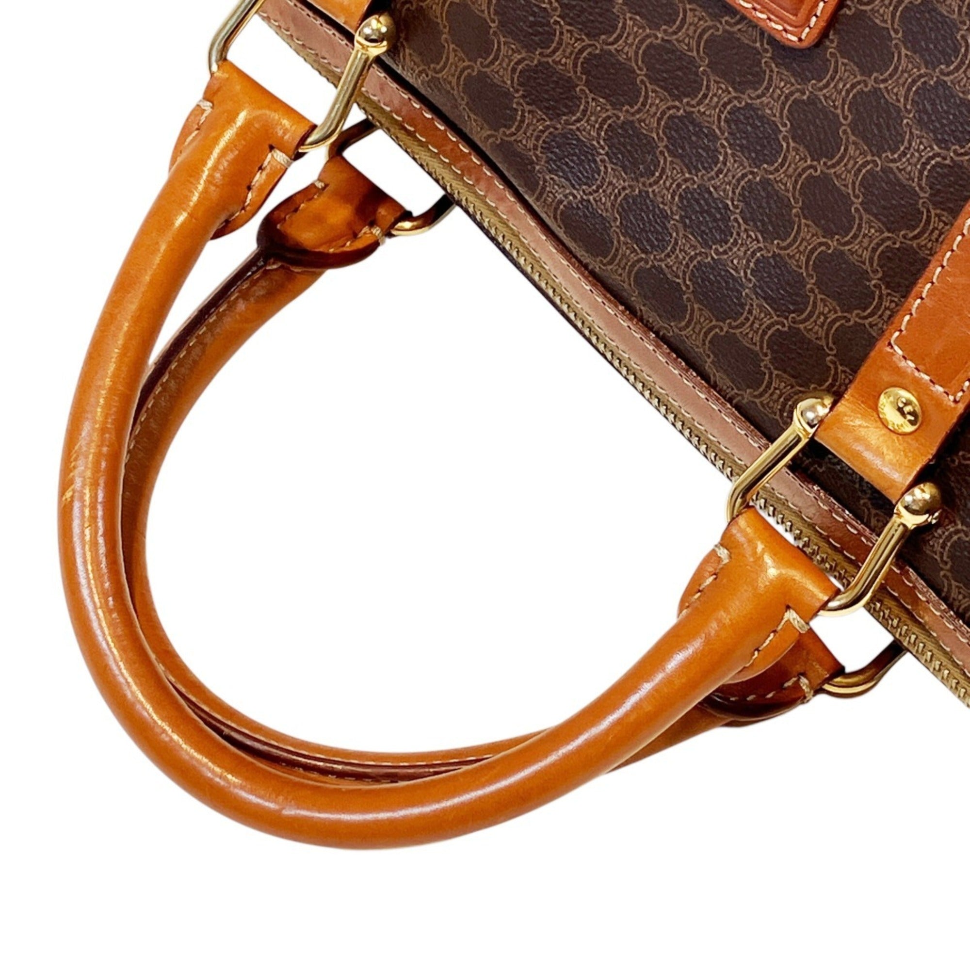 Celine Macadam Brown Coated Canvas Boston Bag (Pre-Owned)