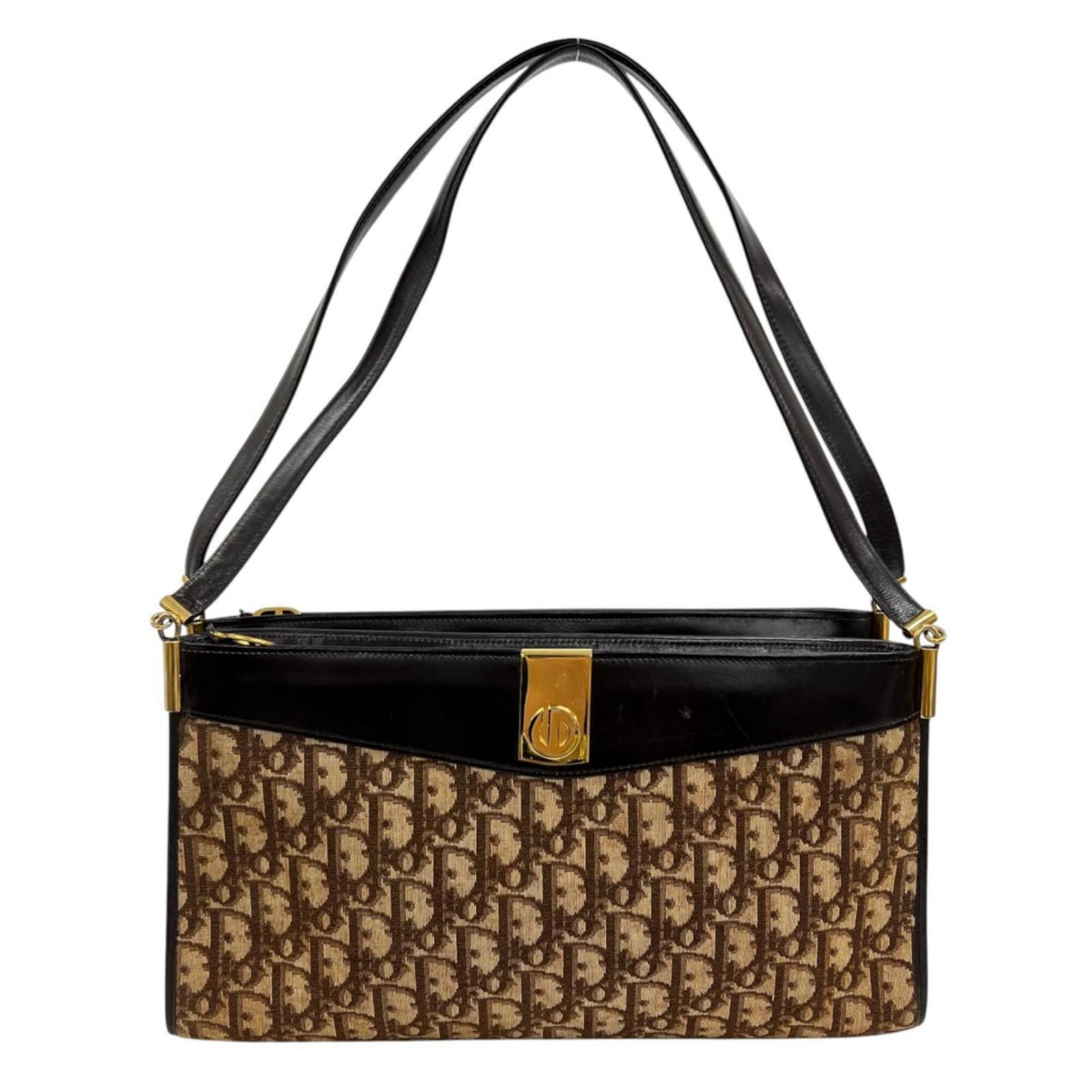 Christian Dior Brown Canvas Leather Shoulder Bag (Pre-Owned)