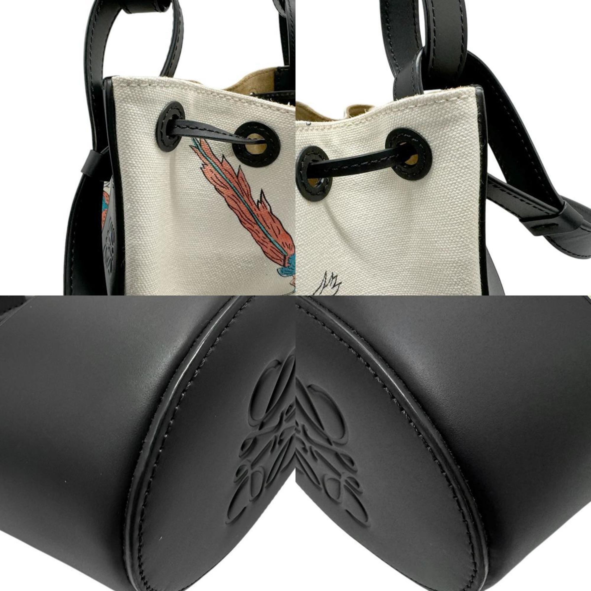 Loewe Black Multi-Color Off-White Canvas Leather Handbag Shoulder Bag (Pre-Owned)