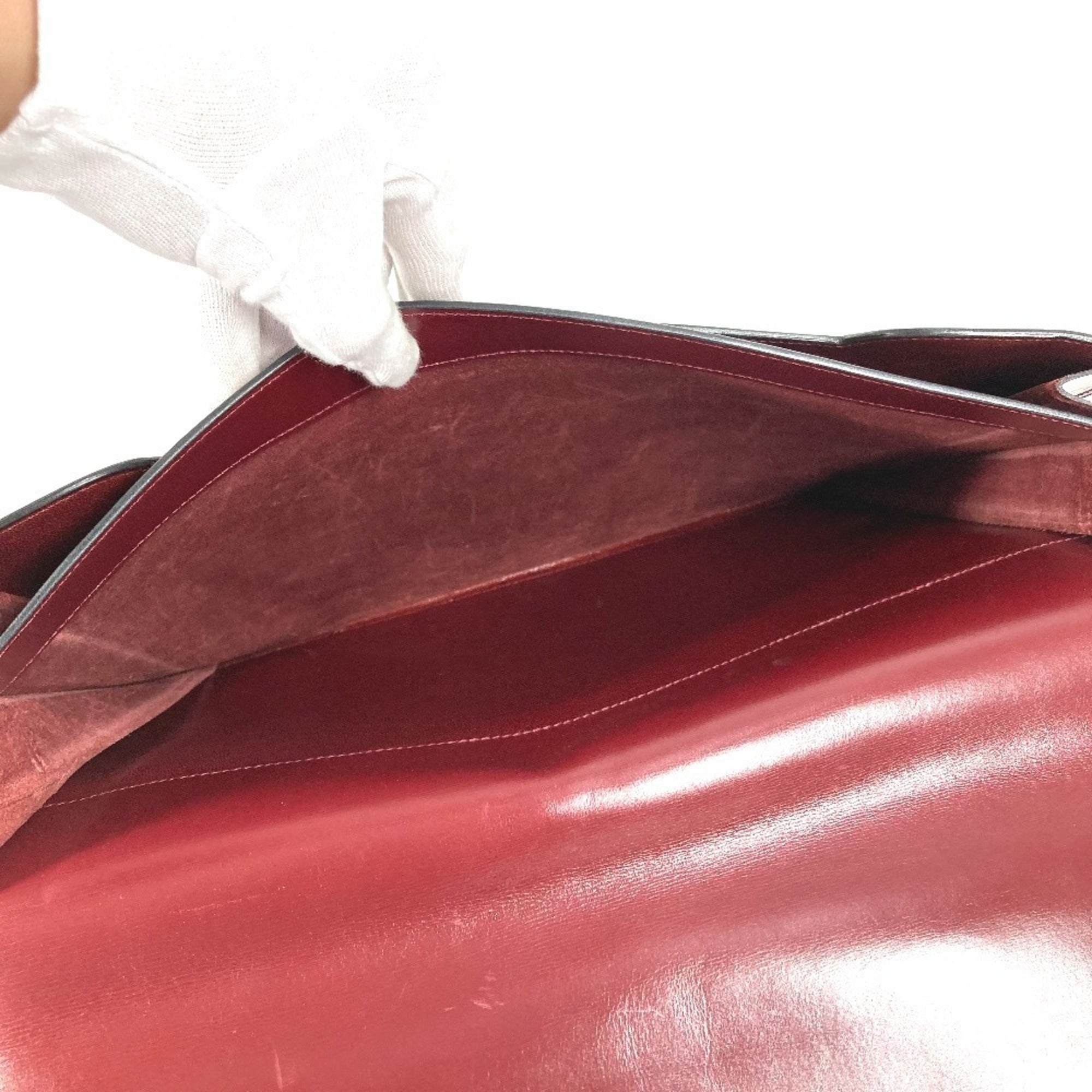 Hermes Wine Leather Clutch Bag Handbag (Pre-Owned)