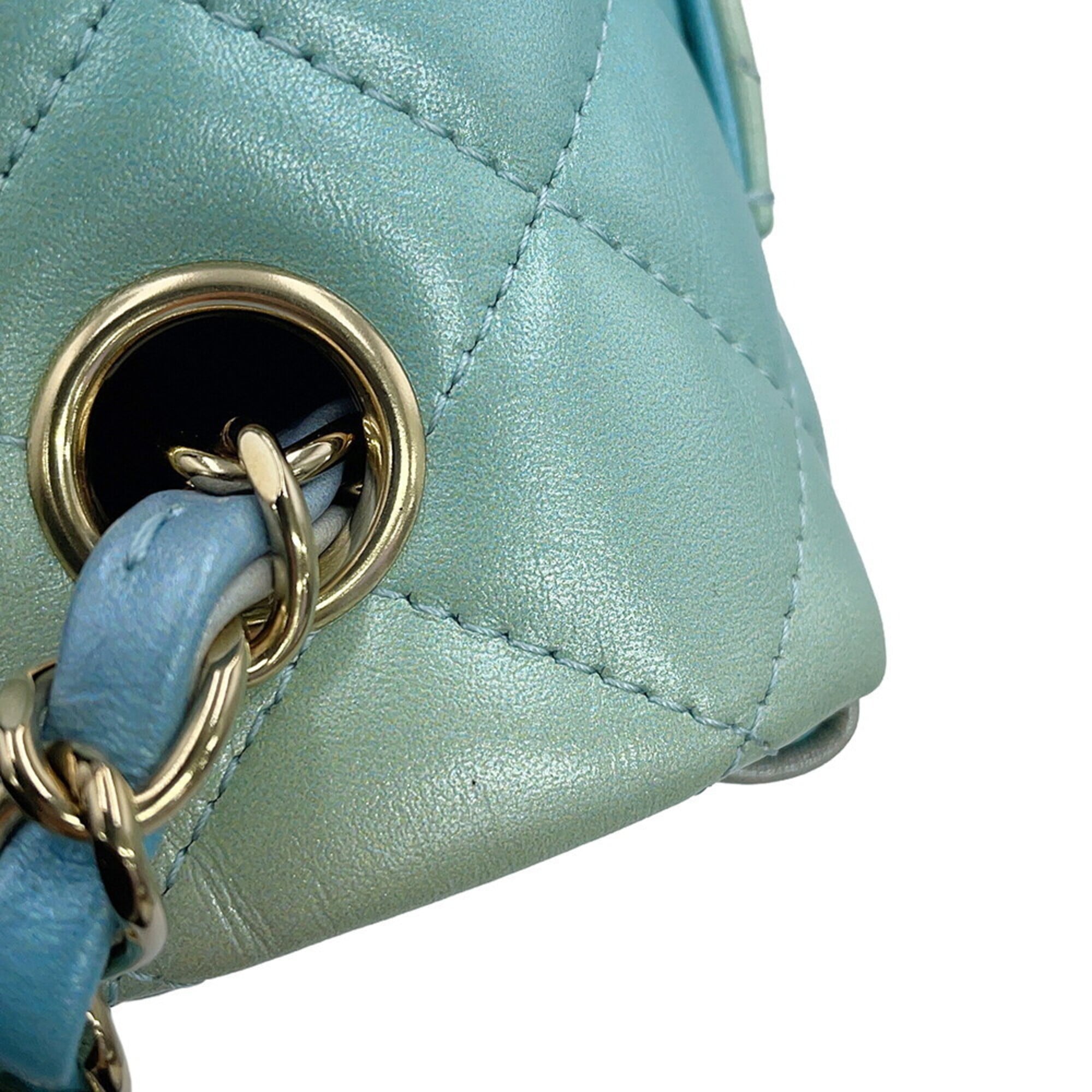 Chanel Light Blue Multi-Color Leather Handbag Shoulder Bag (Pre-Owned)