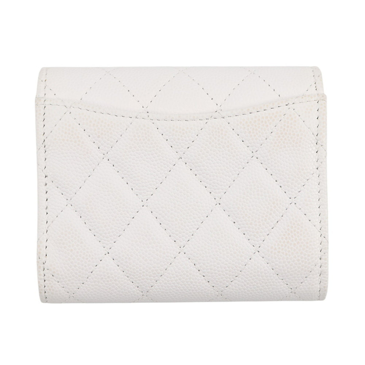 Chanel White Grained Calfskin Wallet (Tri-Fold) (Pre-Owned)