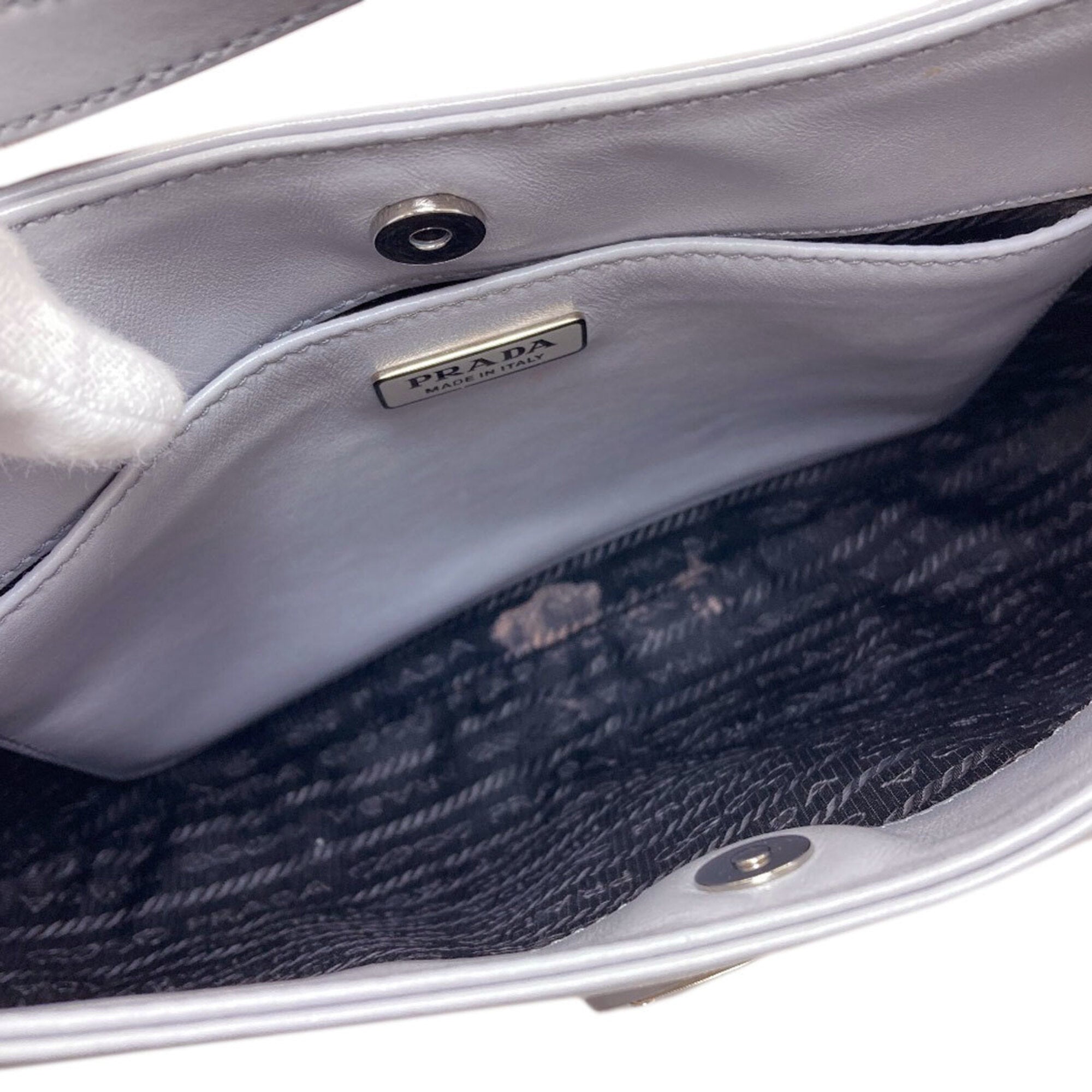 Prada Gray Leather Shoulder Bag (Pre-Owned)