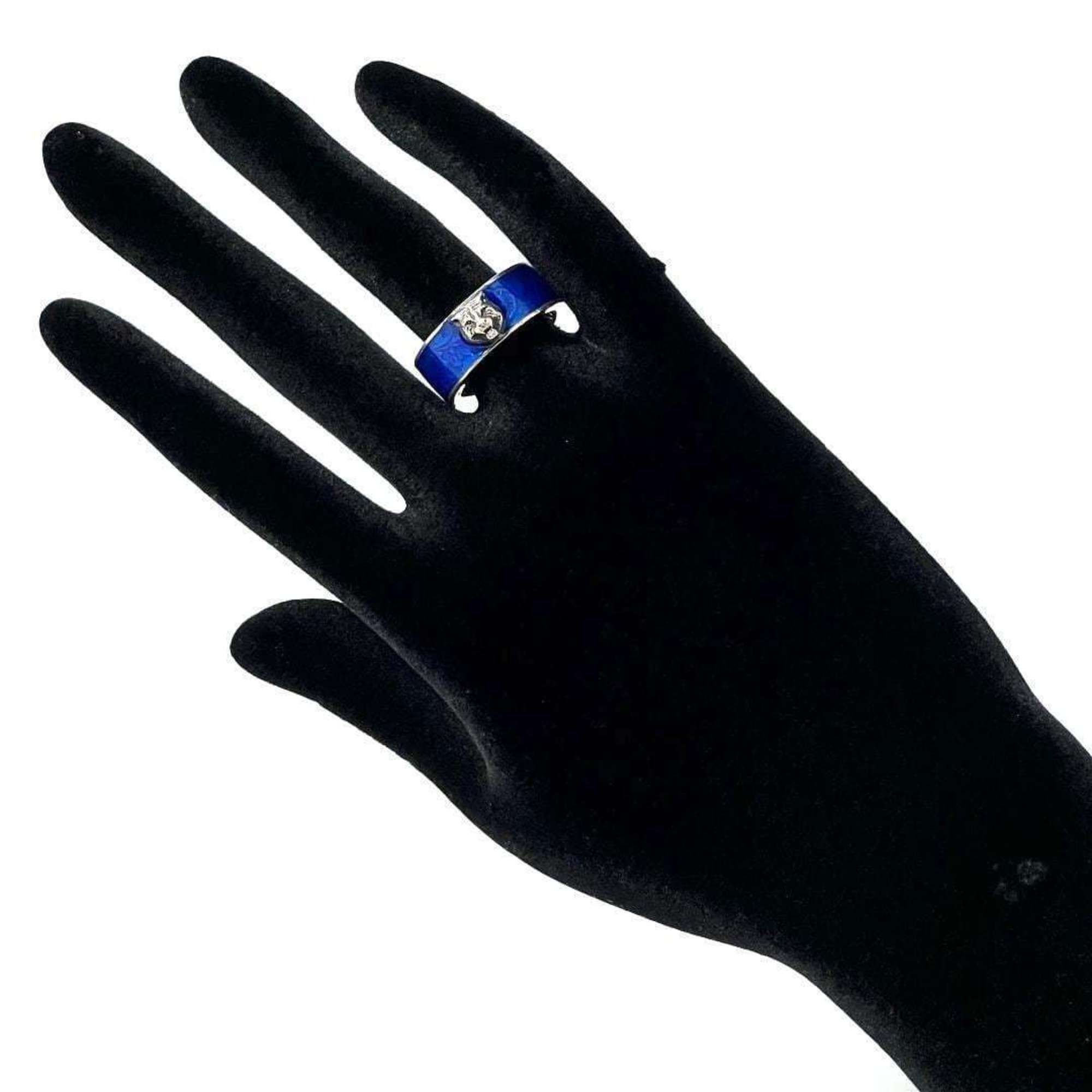 Gucci Blue Enamel Silver 925 Band Ring (Pre-Owned)