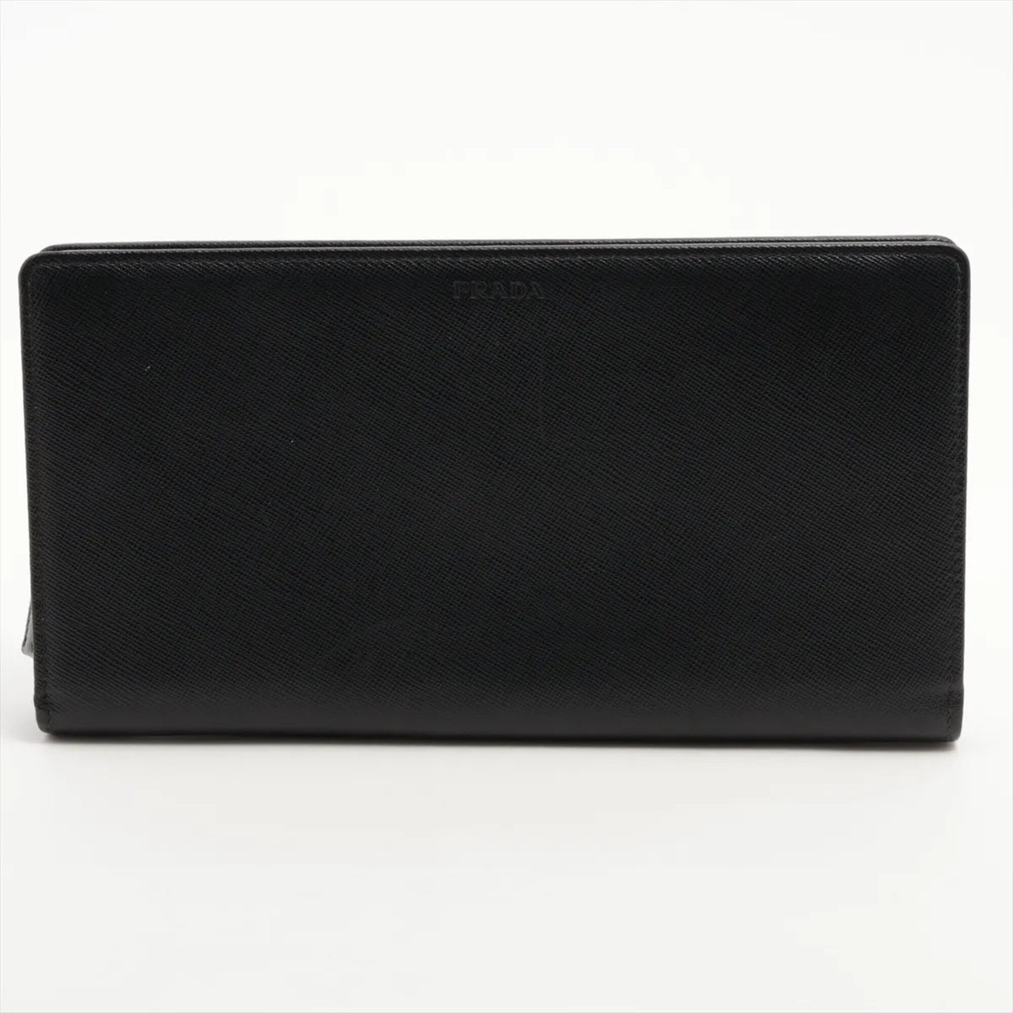 Prada Saffiano Black Saffiano Long Wallet (Bi-Fold) (Pre-Owned)
