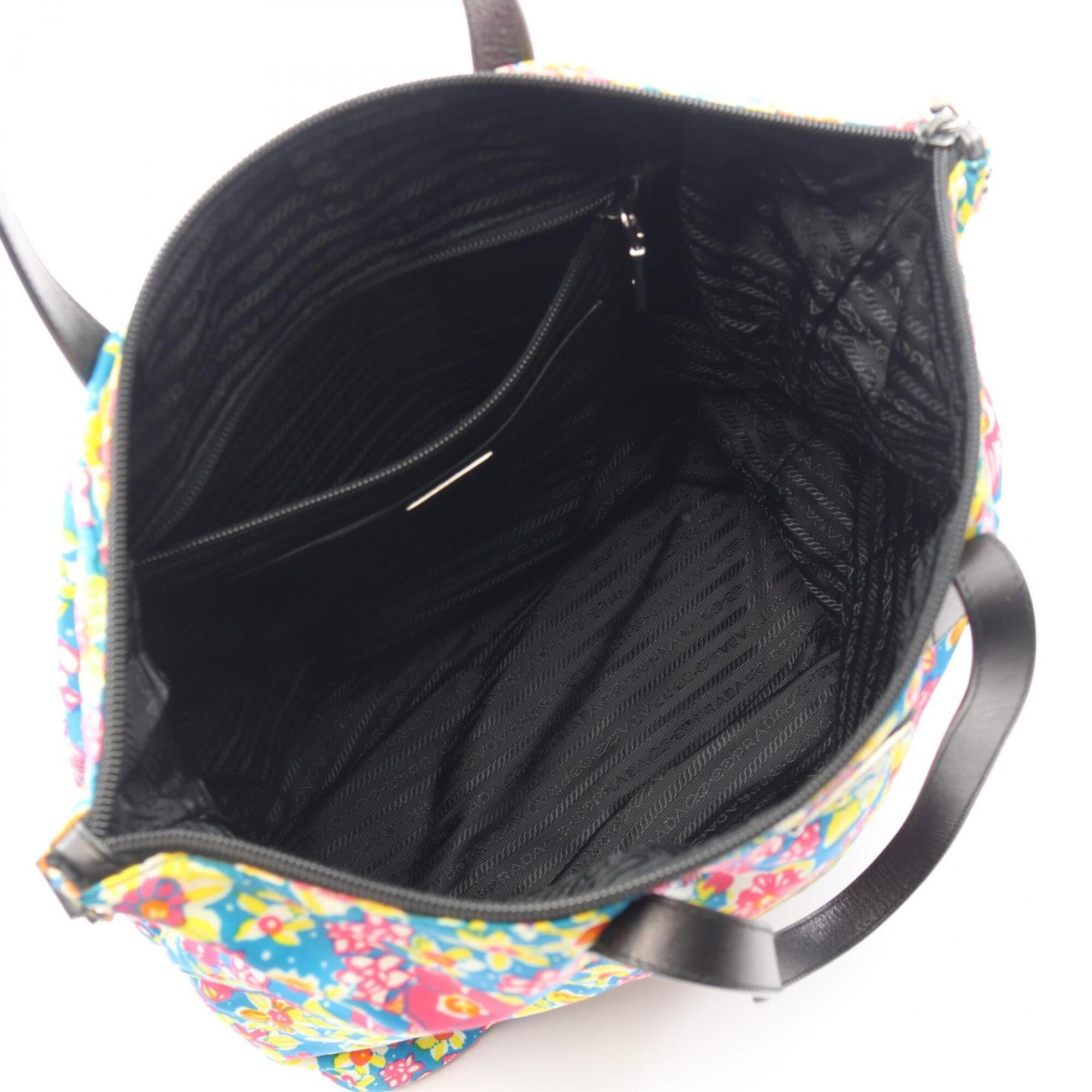 Prada Multi-Color Nylon Leather Handbag Tote Bag (Pre-Owned)