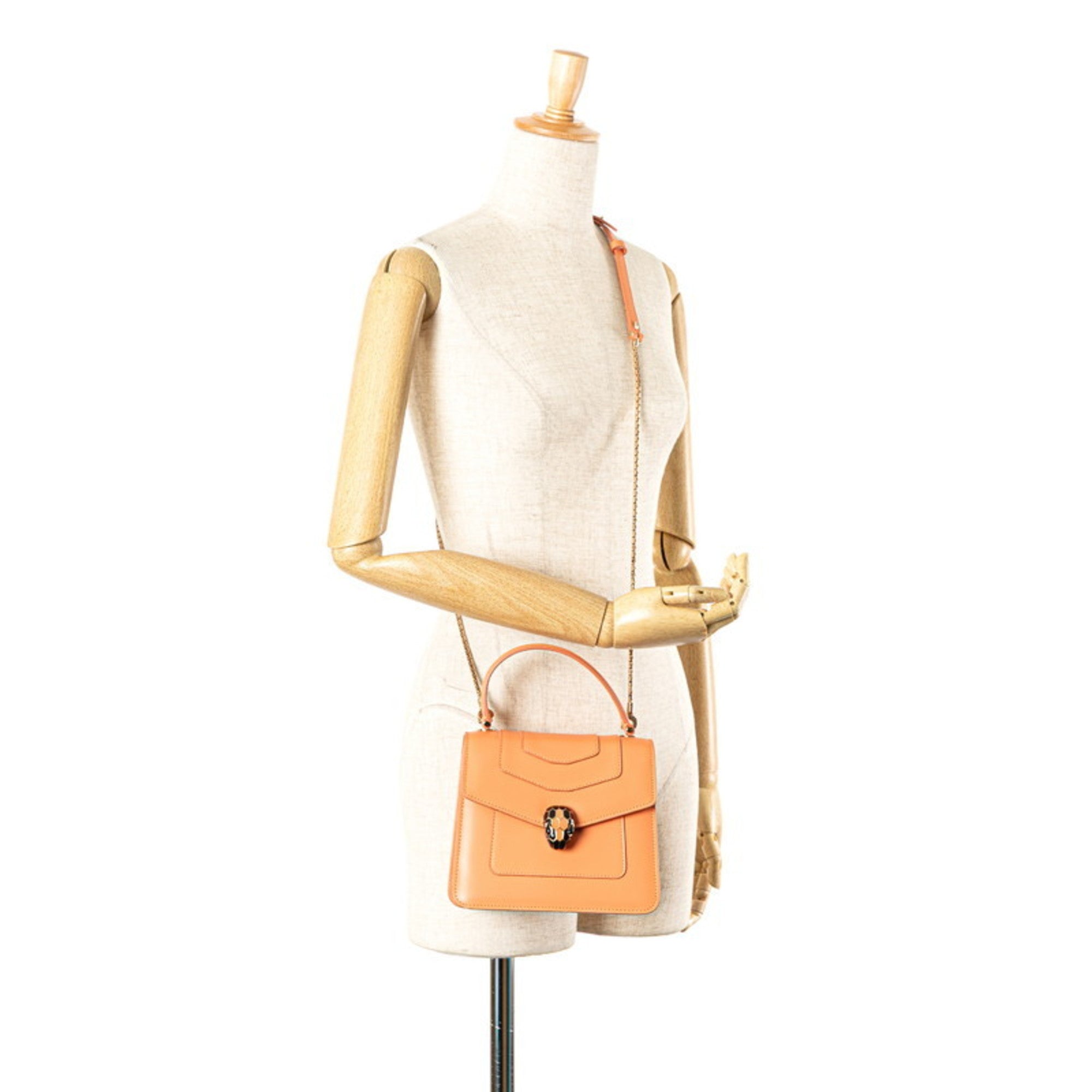 Bvlgari Orange Leather Handbag Shoulder Bag (Pre-Owned)