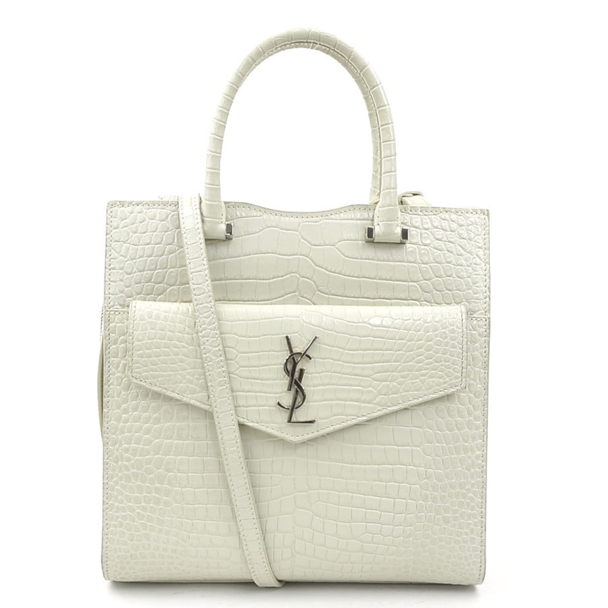 Saint Laurent Ivory Leather Handbag Pouch Shoulder Bag (Pre-Owned)