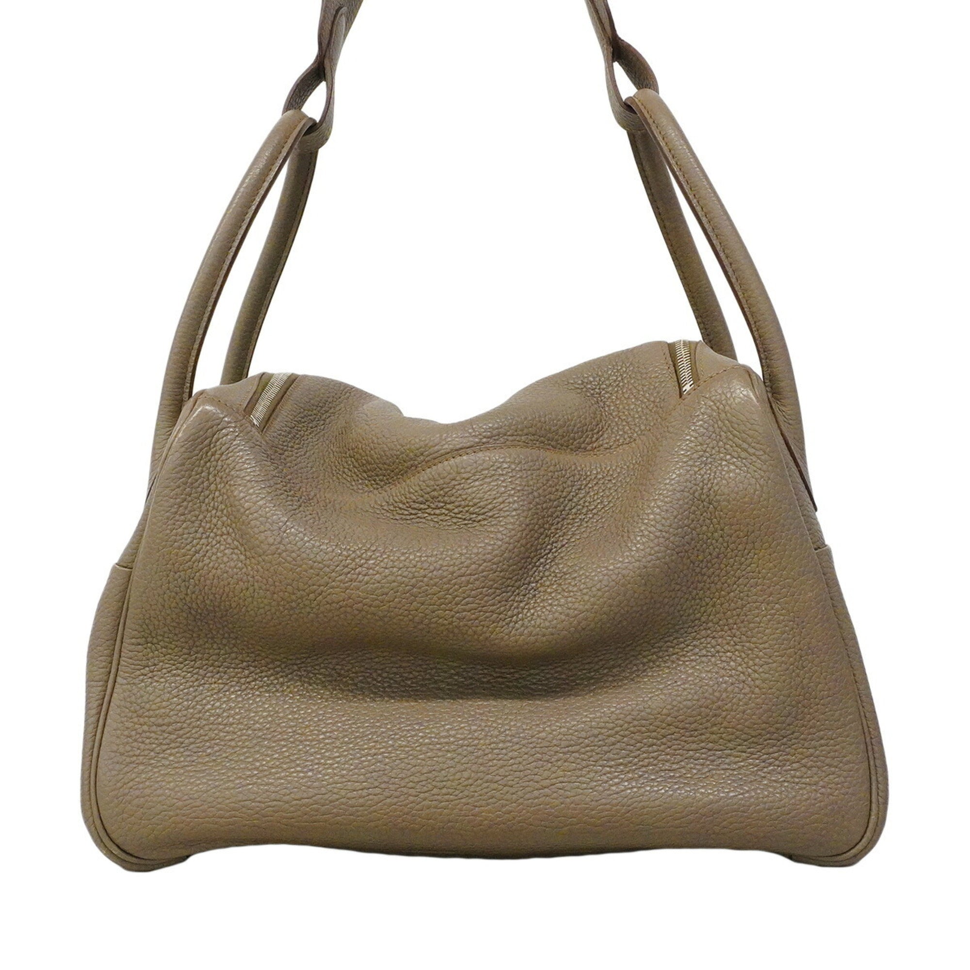 Hermes Etain Taurillon Clemence Leather Handbag (Pre-Owned)