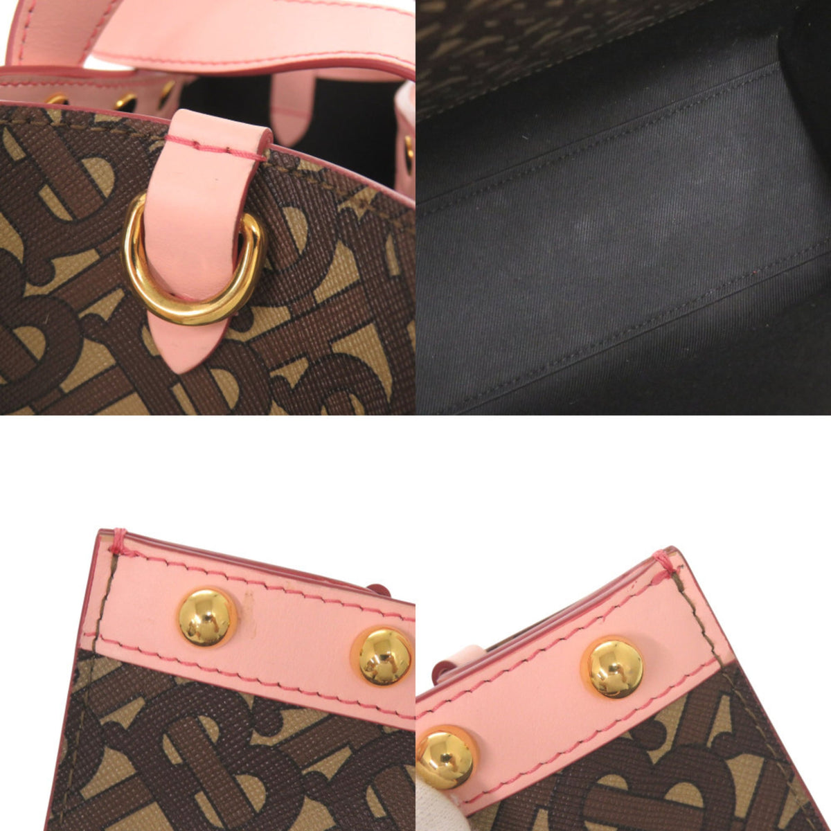 Burberry Brown Pink Pvc Leather Shoulder Bag Tote Bag (Pre-Owned)